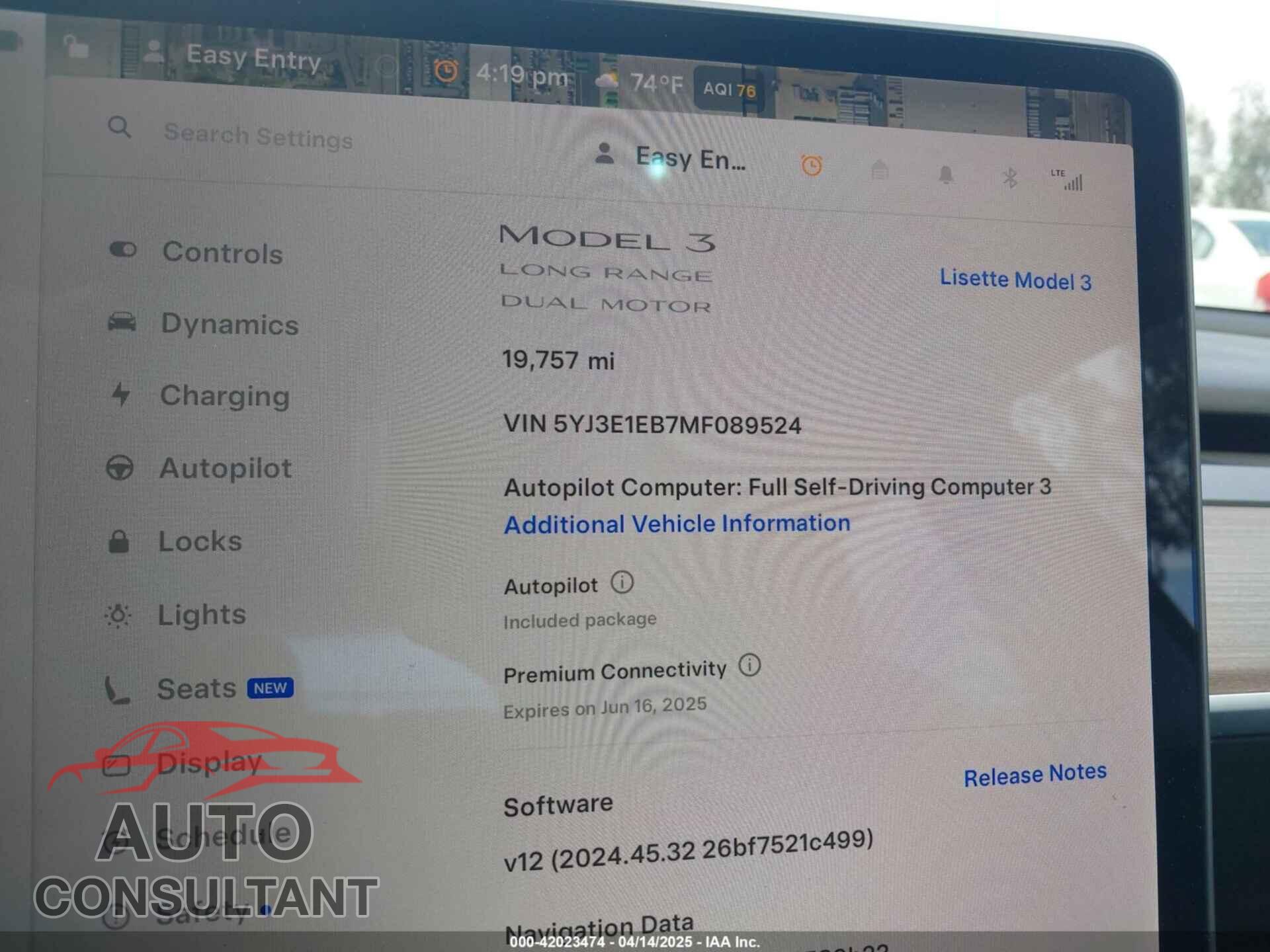 TESLA MODEL 3 2021 - 5YJ3E1EB7MF089524