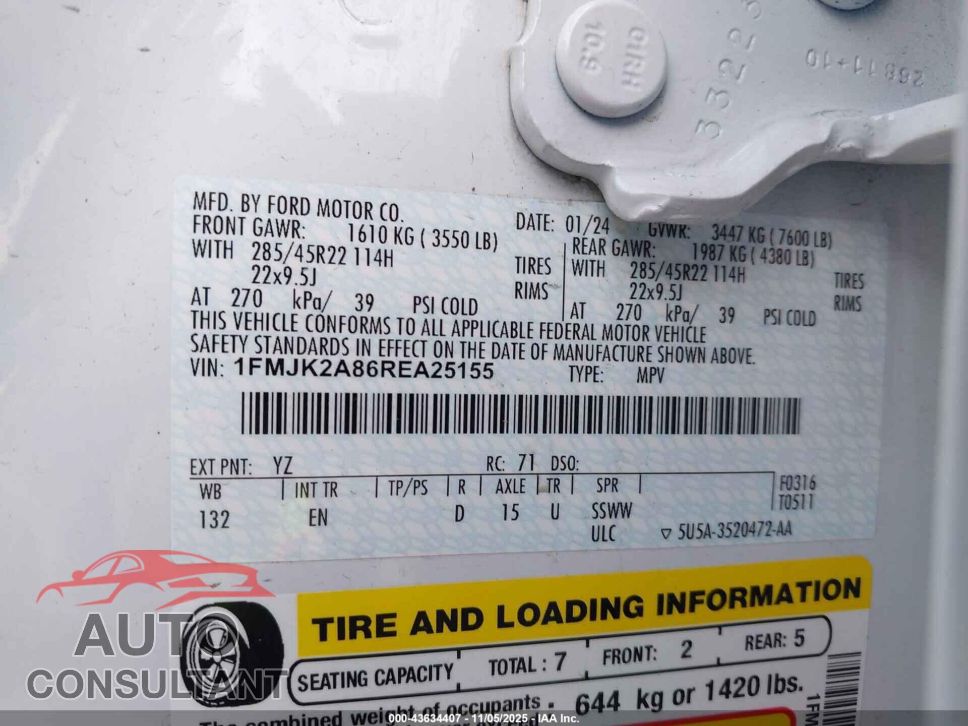 FORD EXPEDITION 2024 - 1FMJK2A86REA25155