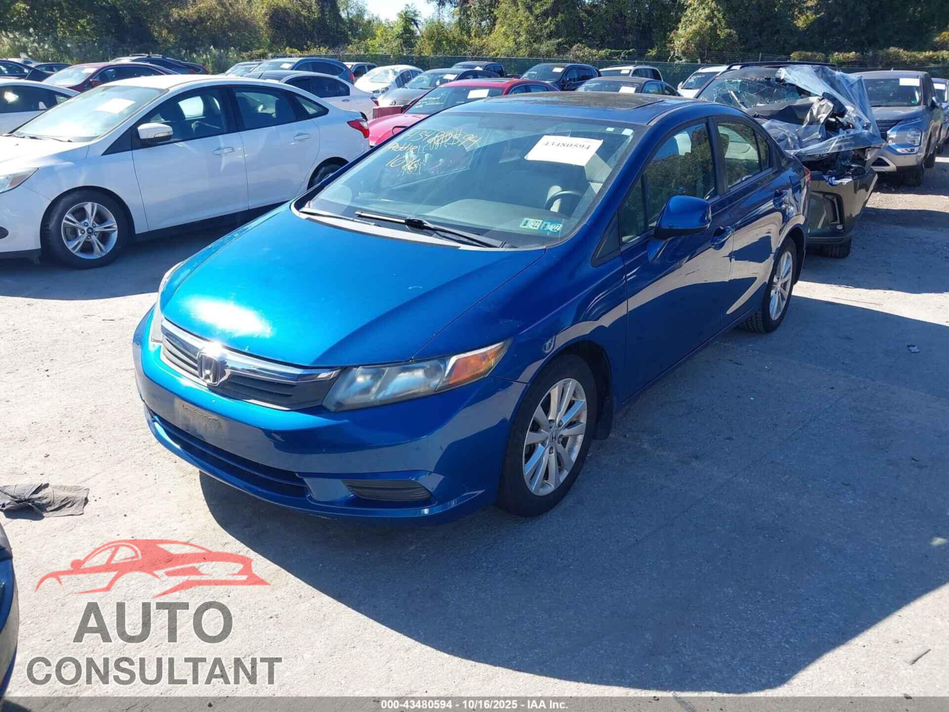HONDA CIVIC 2012 - 19XFB2F89CE367617