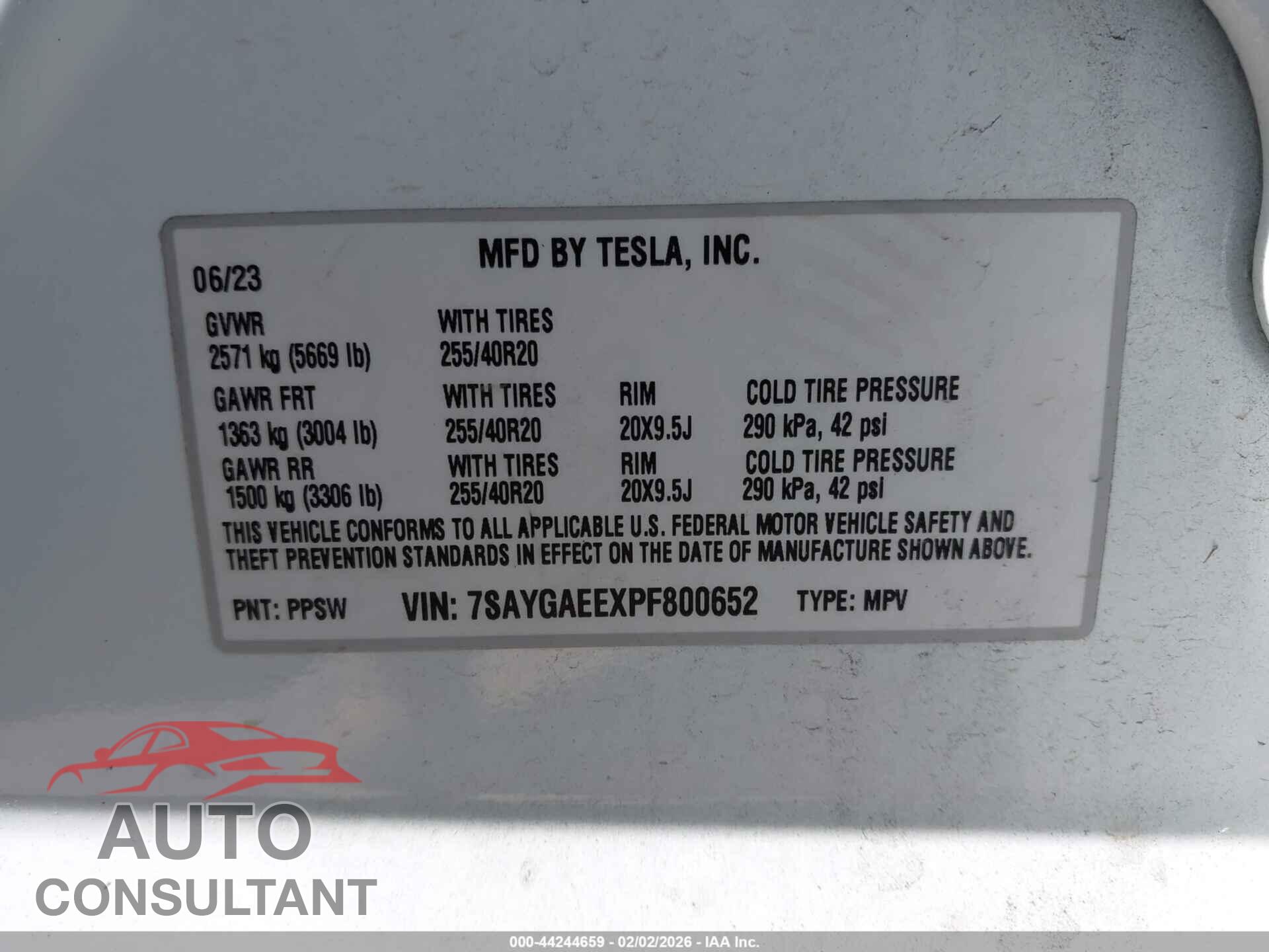 TESLA MODEL Y 2023 - 7SAYGAEEXPF800652