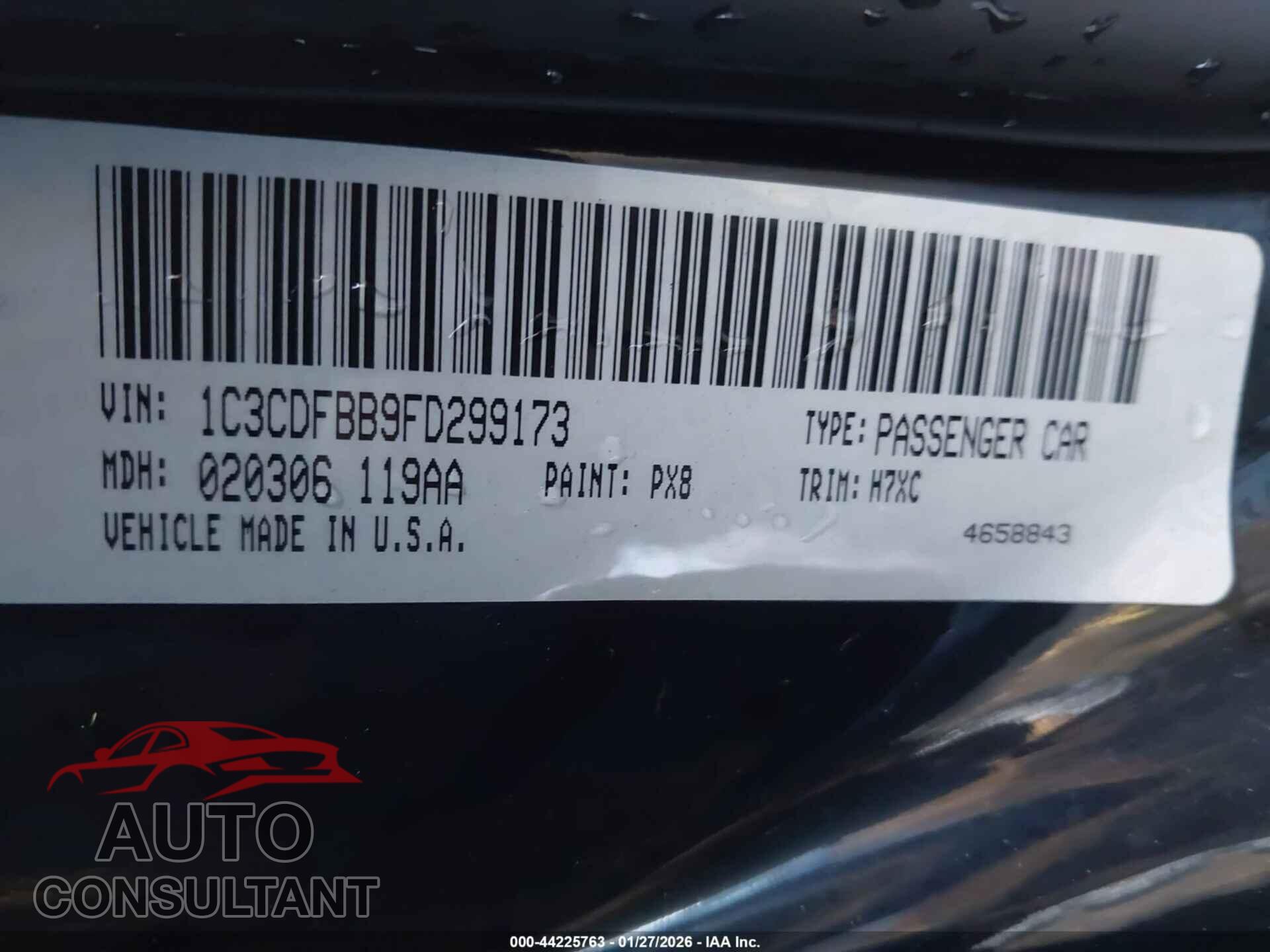 DODGE DART 2015 - 1C3CDFBB9FD299173