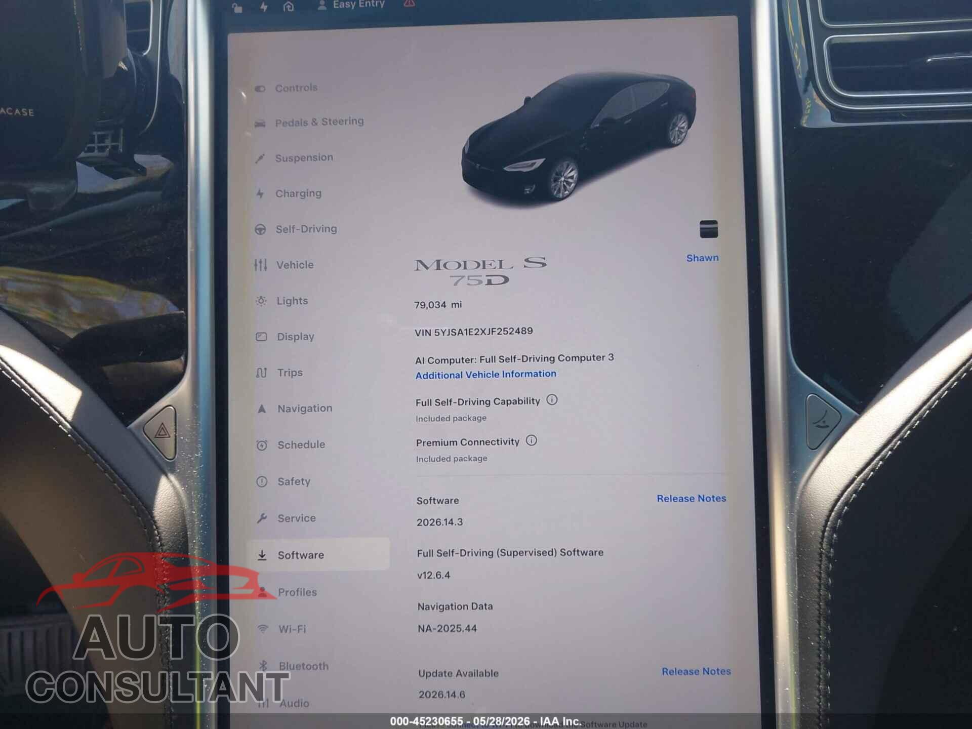 TESLA MODEL S 2018 - 5YJSA1E2XJF252489
