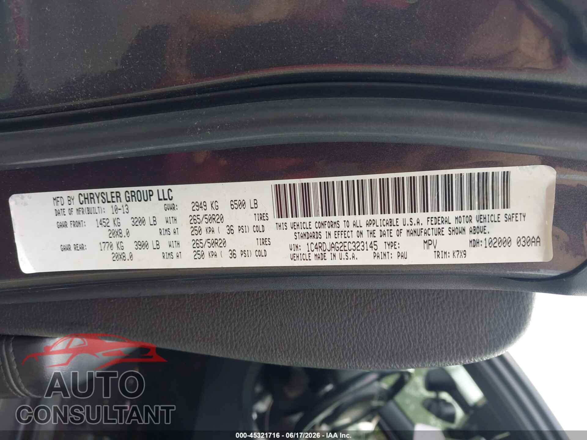 DODGE DURANGO 2014 - 1C4RDJAG2EC323145
