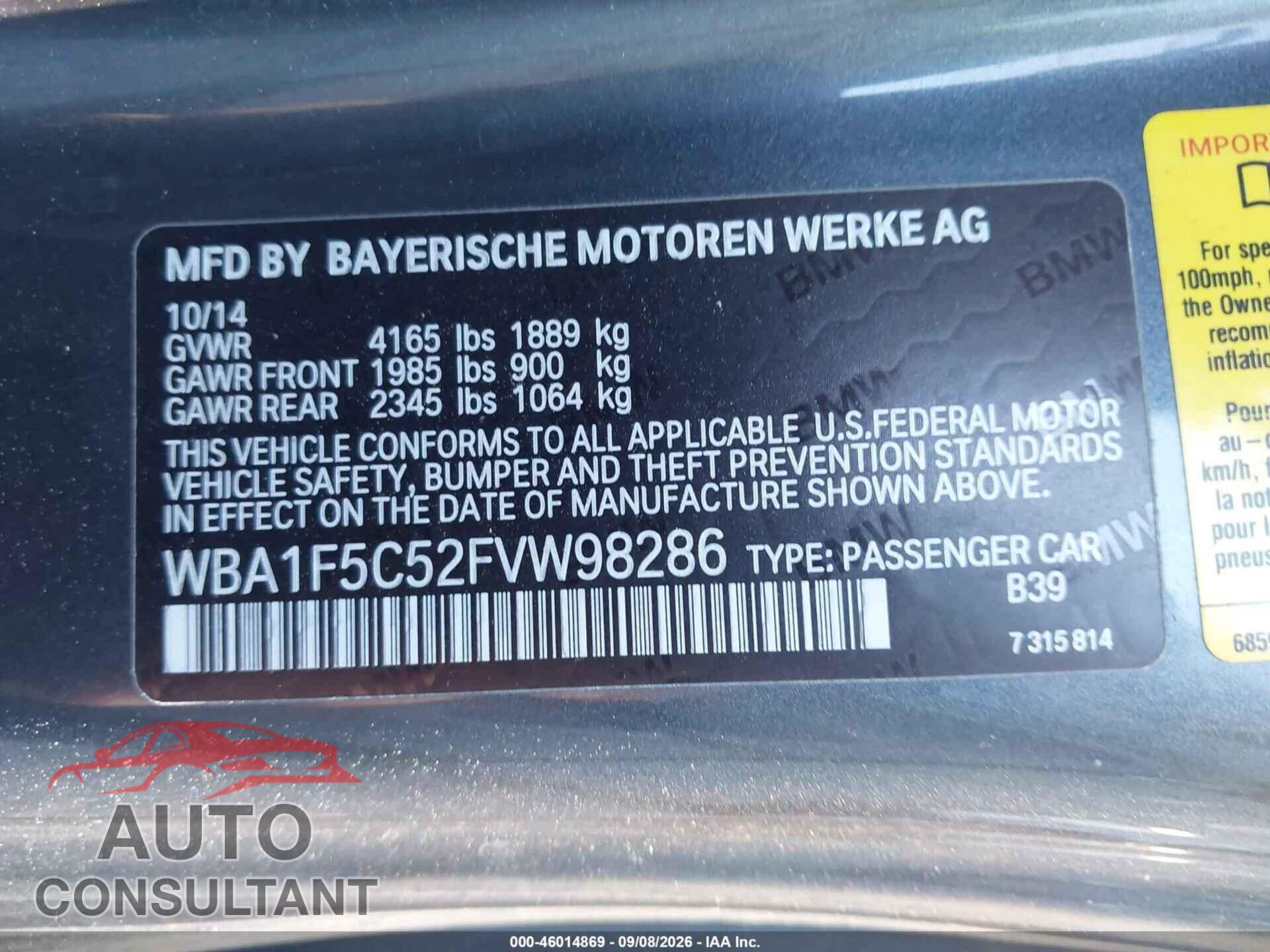 BMW 228I 2015 - WBA1F5C52FVW98286