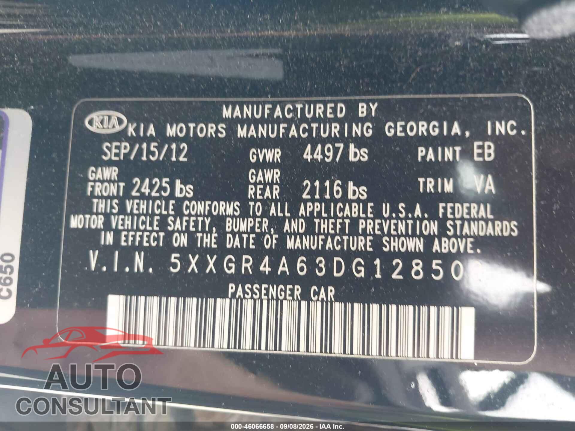 KIA OPTIMA 2013 - 5XXGR4A63DG128509