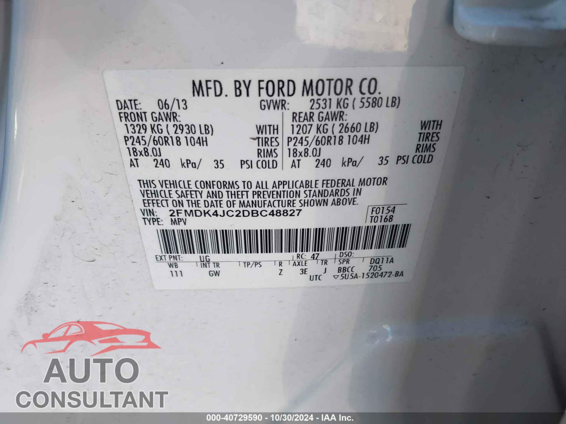 FORD EDGE 2013 - 2FMDK4JC2DBC48827