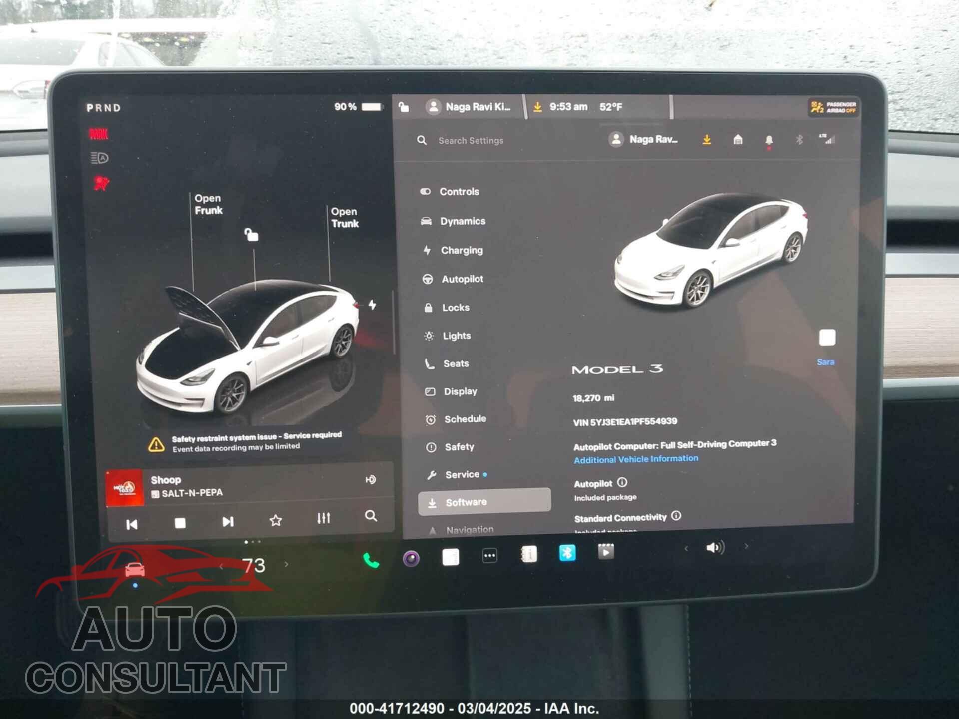 TESLA MODEL 3 2023 - 5YJ3E1EA1PF554939