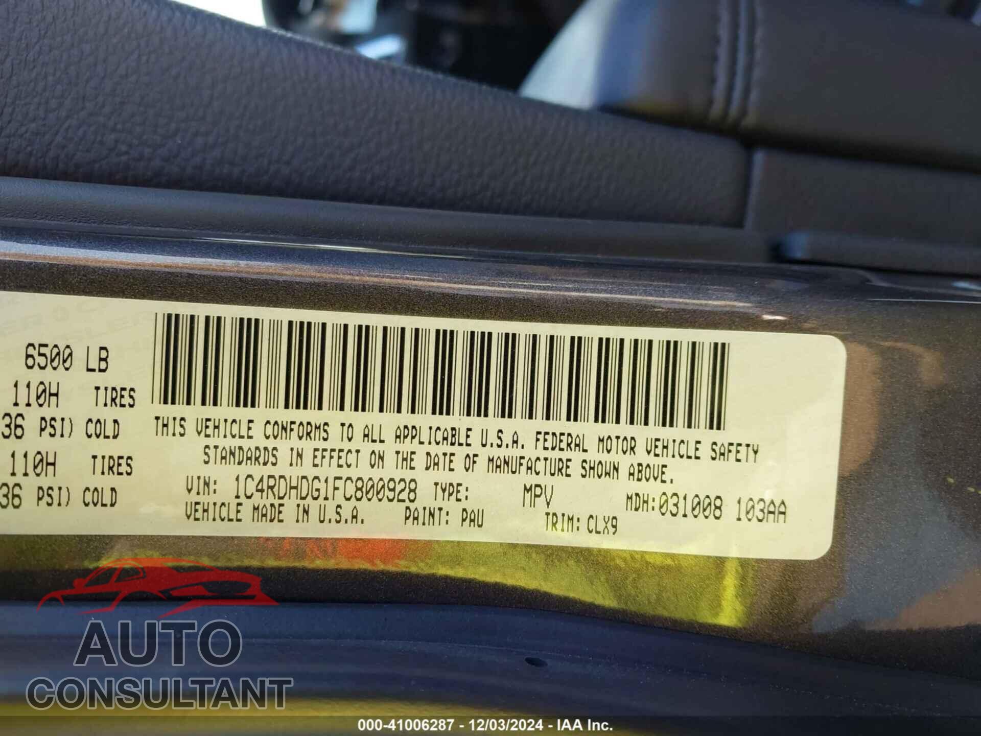 DODGE DURANGO 2015 - 1C4RDHDG1FC800928