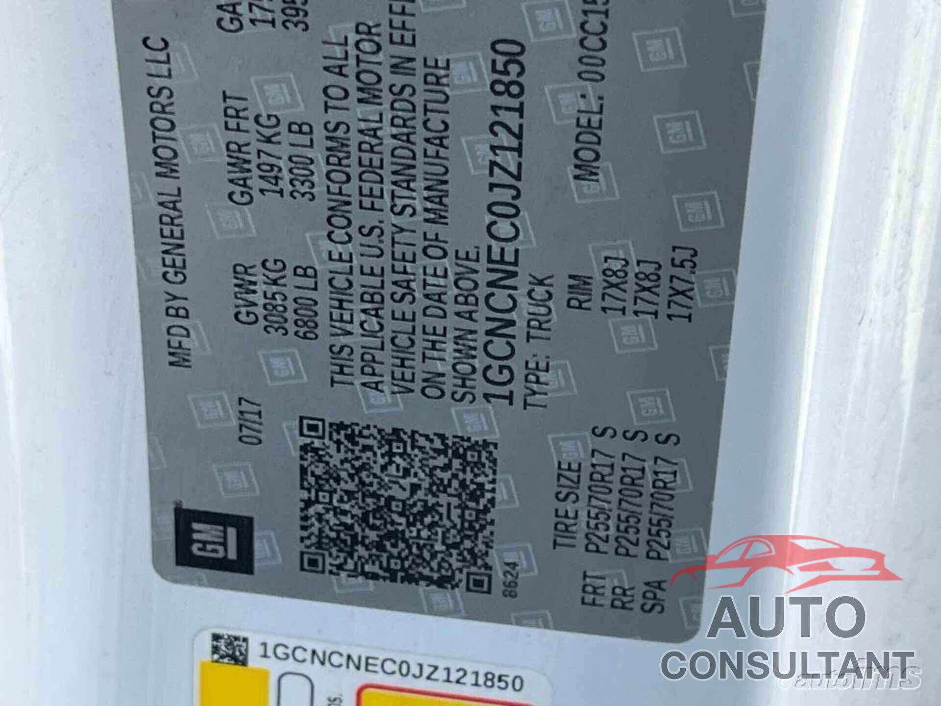 CHEVROLET SILVERADO 1500 2018 - 1GCNCNEC0JZ121850