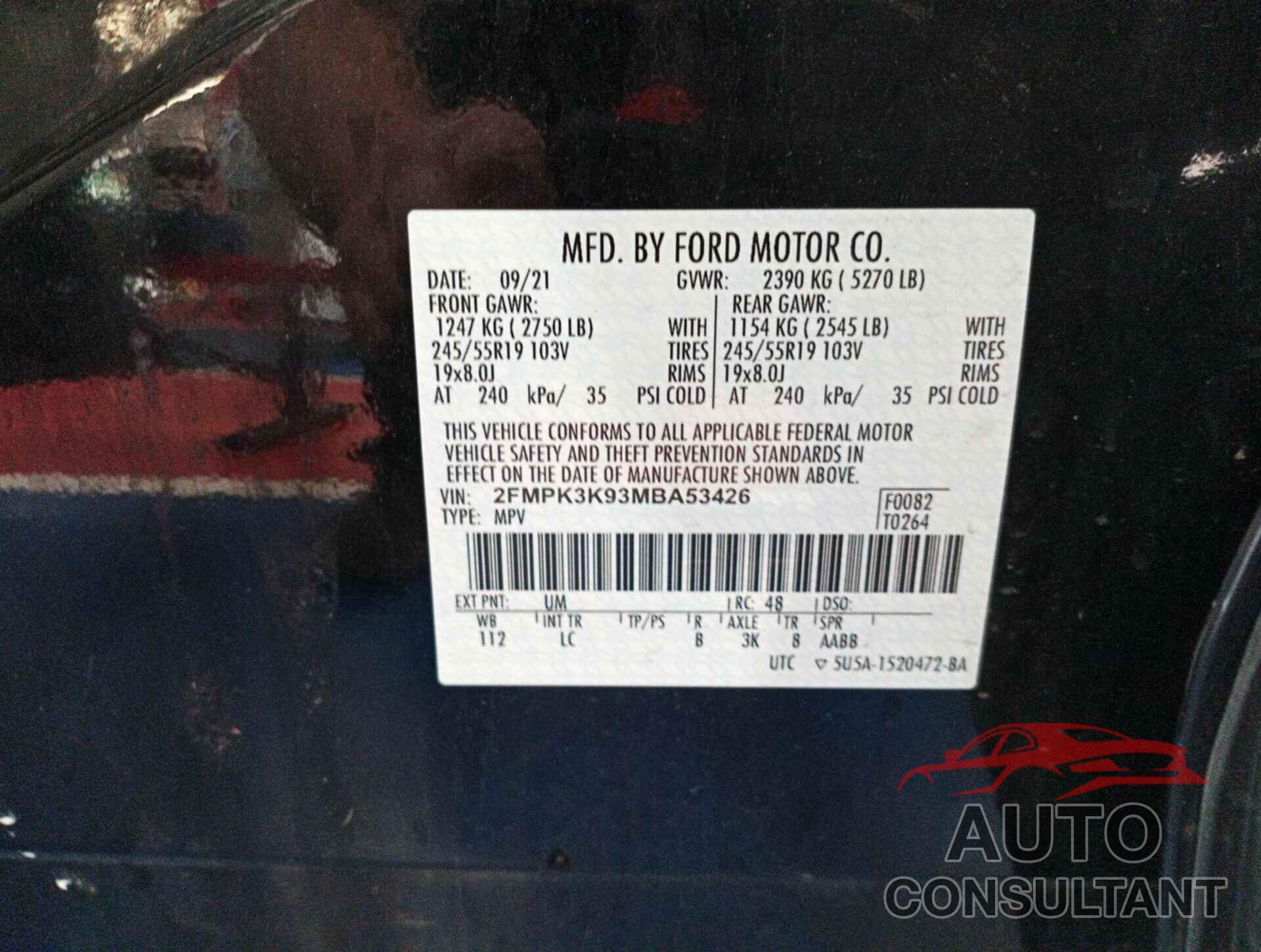FORD EDGE 2021 - 2FMPK3K93MBA53426