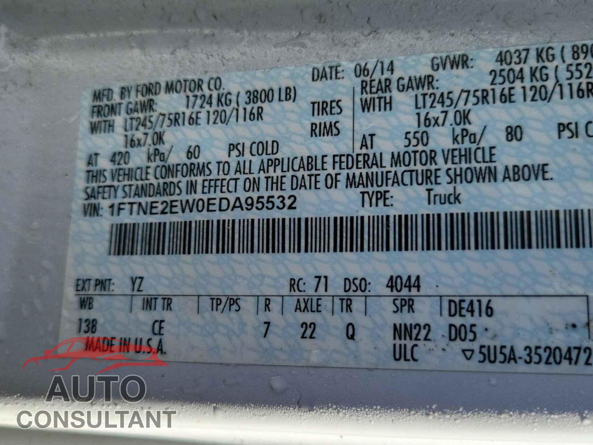 FORD ECONOLINE 2014 - 1FTNE2EW0EDA95532