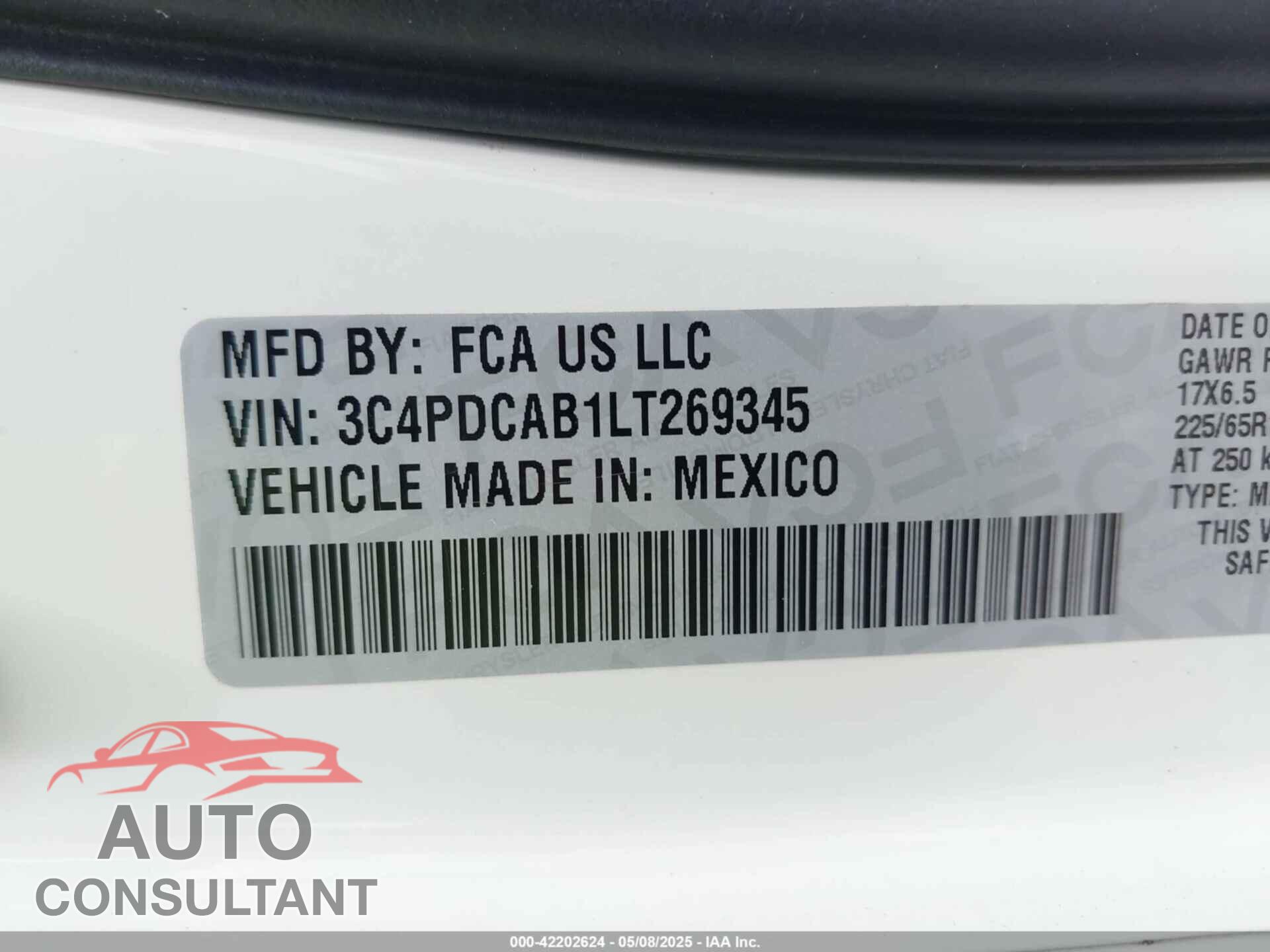 DODGE JOURNEY 2020 - 3C4PDCAB1LT269345