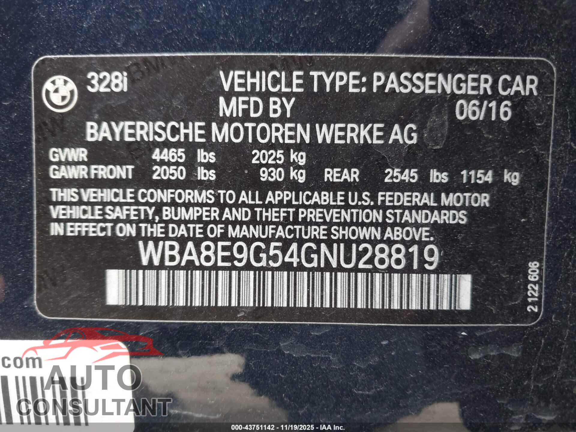 BMW 328I 2016 - WBA8E9G54GNU28819