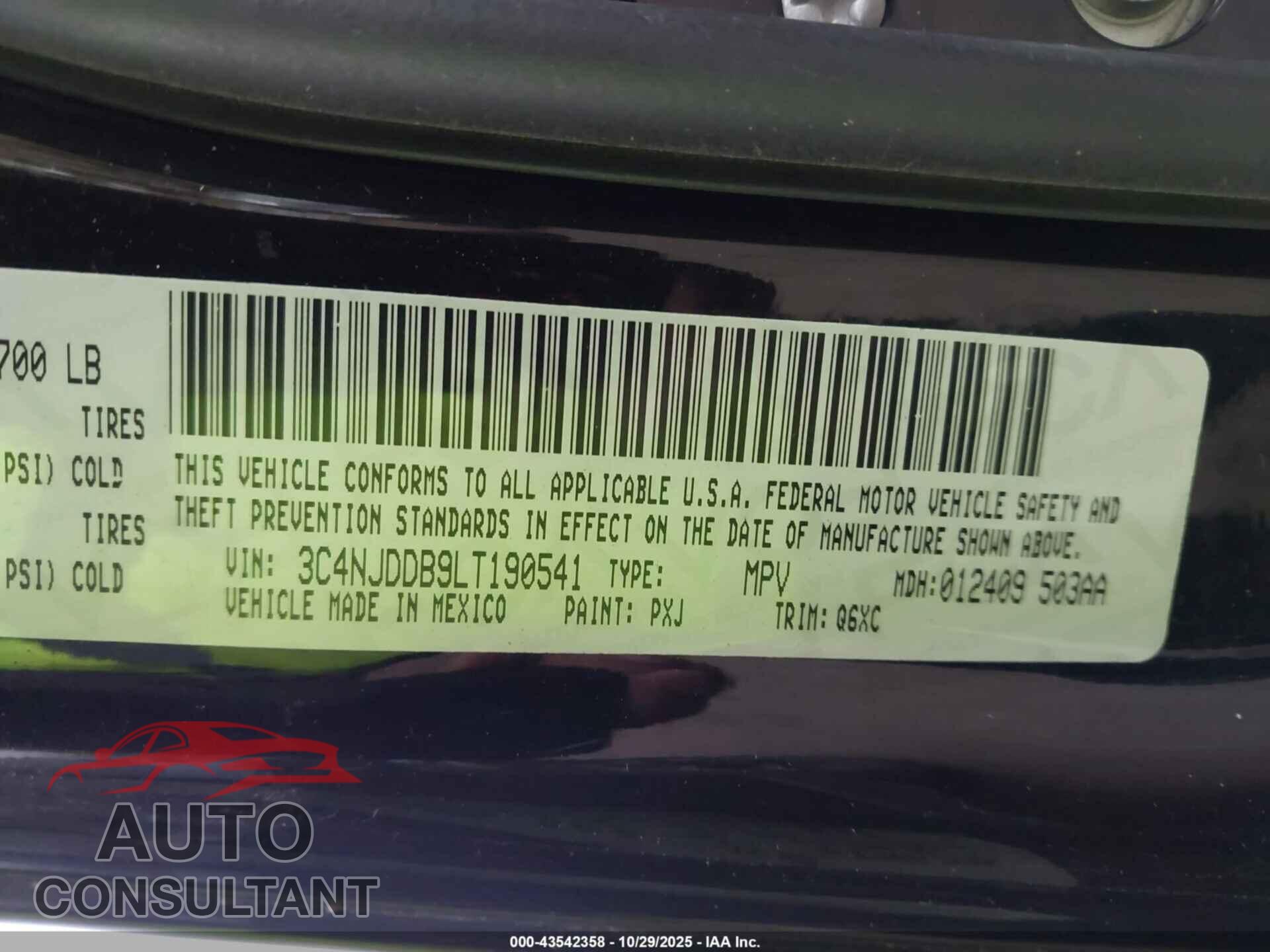 JEEP COMPASS 2020 - 3C4NJDDB9LT190541
