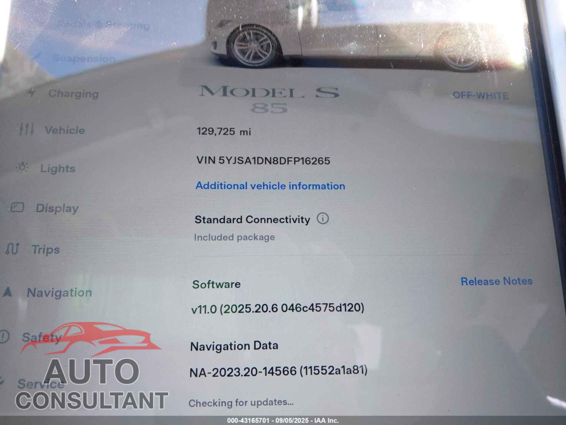 TESLA MODEL S 2013 - 5YJSA1DN8DFP16265