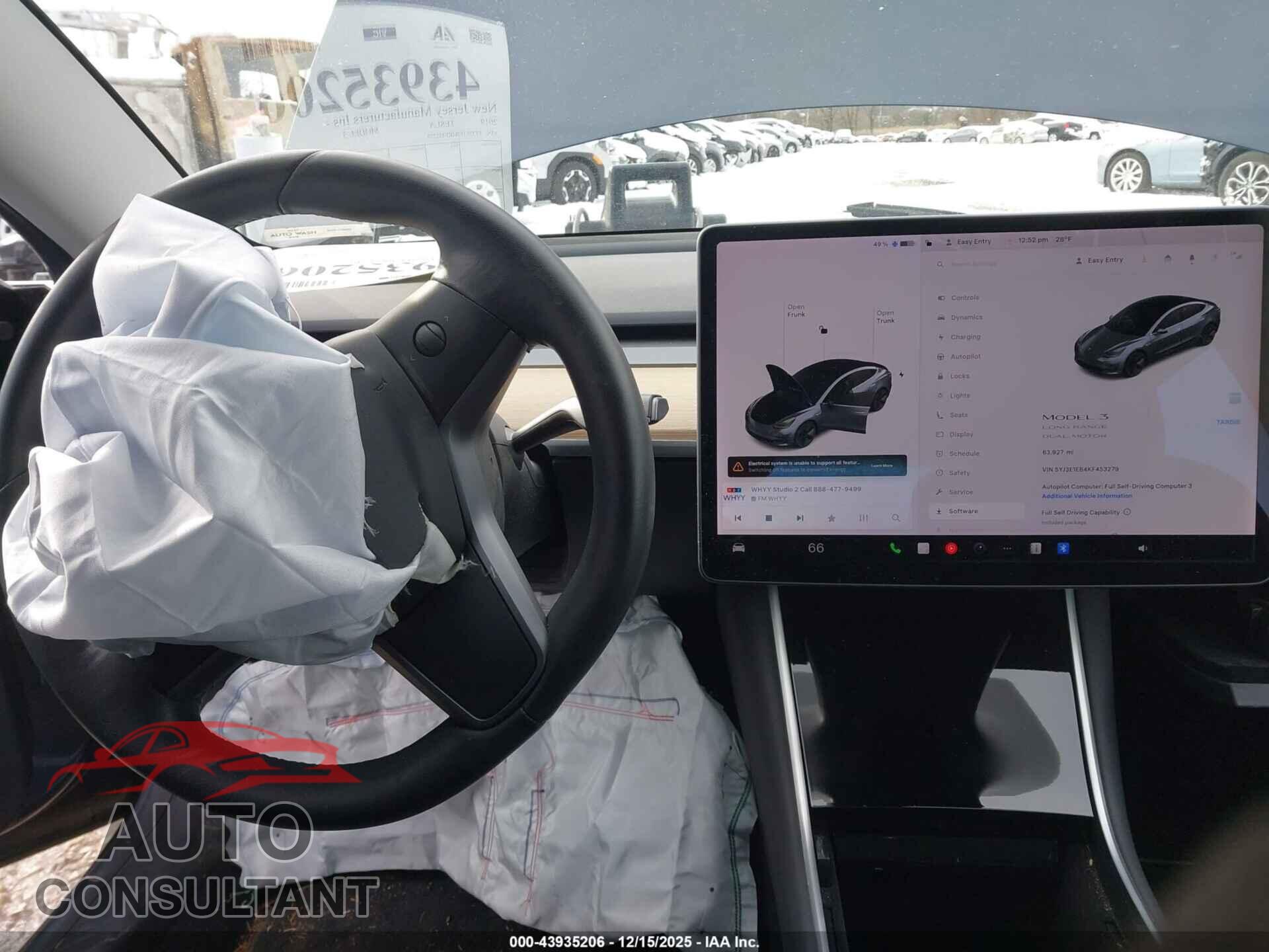 TESLA MODEL 3 2019 - 5YJ3E1EB4KF453279