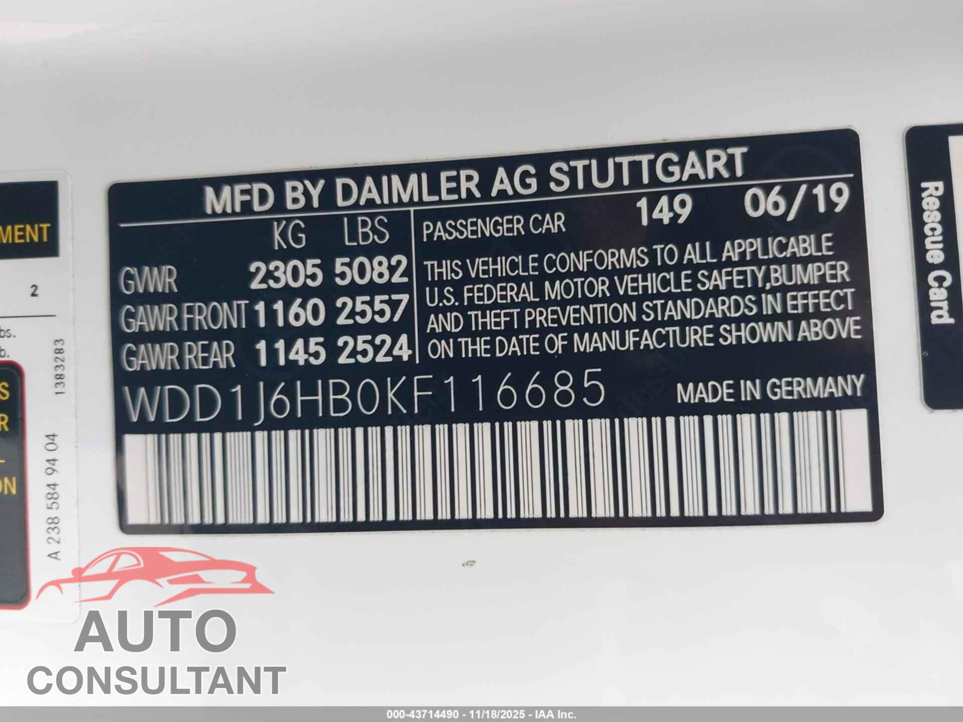 MERCEDES-BENZ E 450 2019 - WDD1J6HB0KF116685