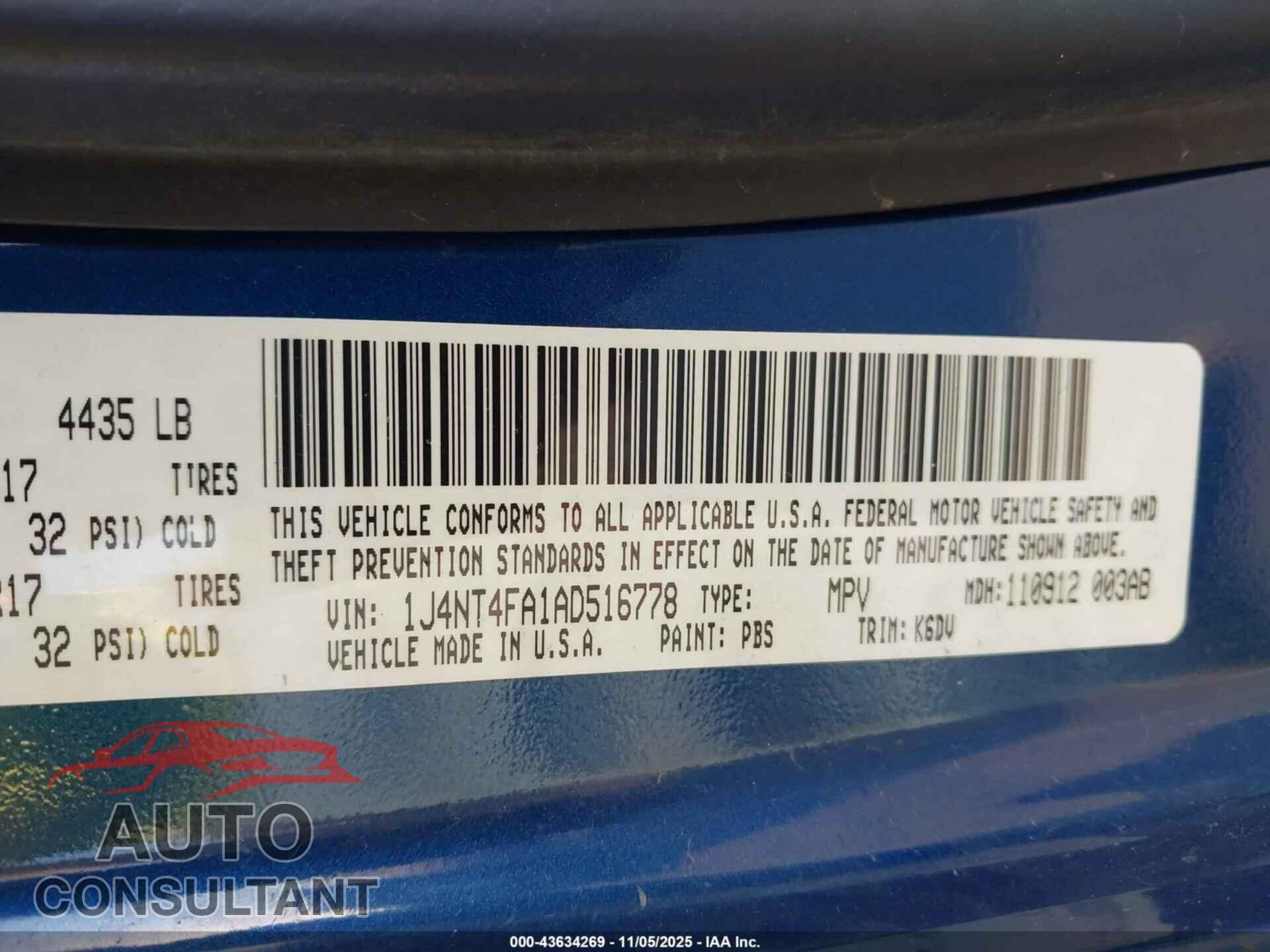 JEEP COMPASS 2010 - 1J4NT4FA1AD516778
