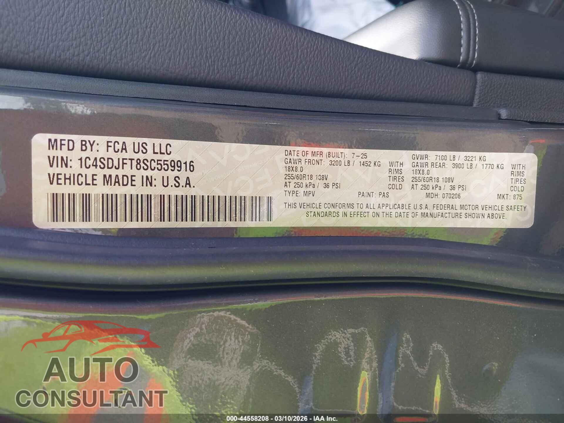 DODGE DURANGO 2025 - 1C4SDJFT8SC559916