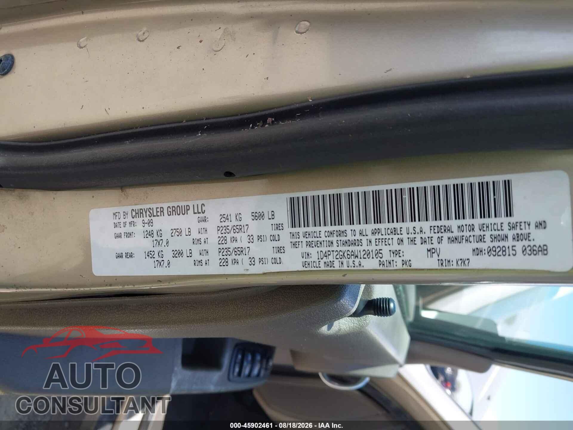 DODGE NITRO 2010 - 1D4PT2GK6AW120105