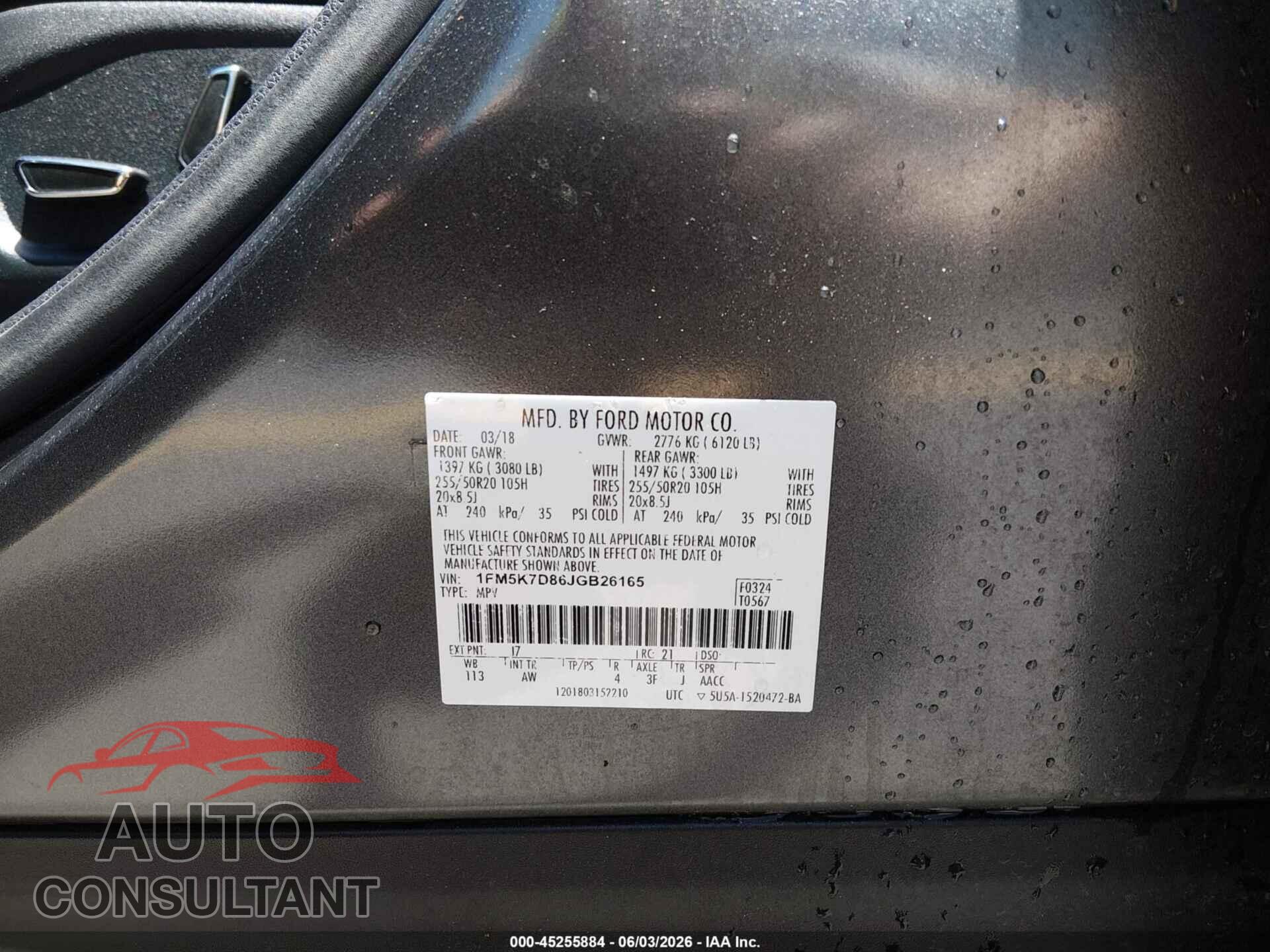 FORD EXPLORER 2018 - 1FM5K7D86JGB26165