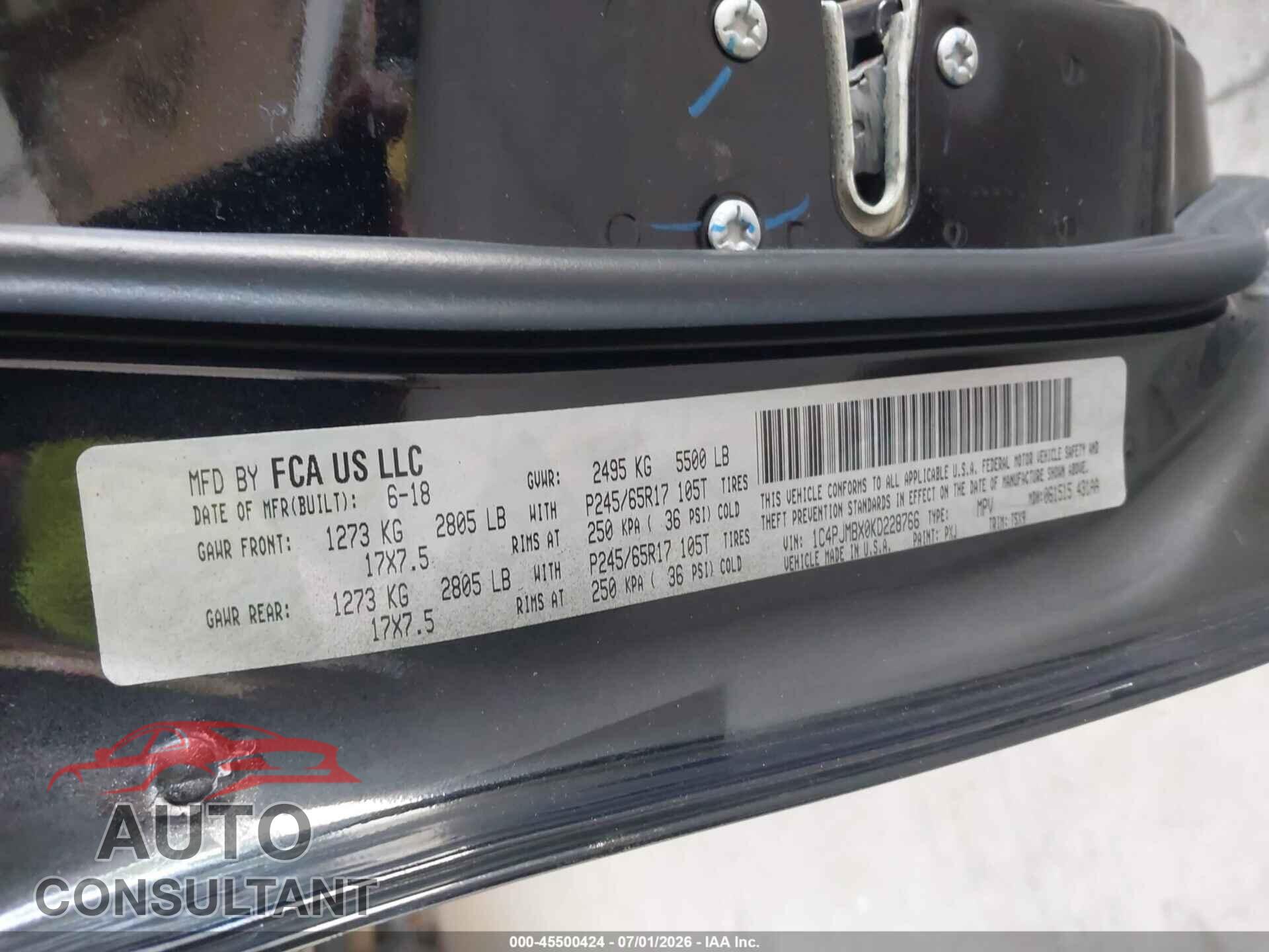 JEEP CHEROKEE 2019 - 1C4PJMBX0KD228766
