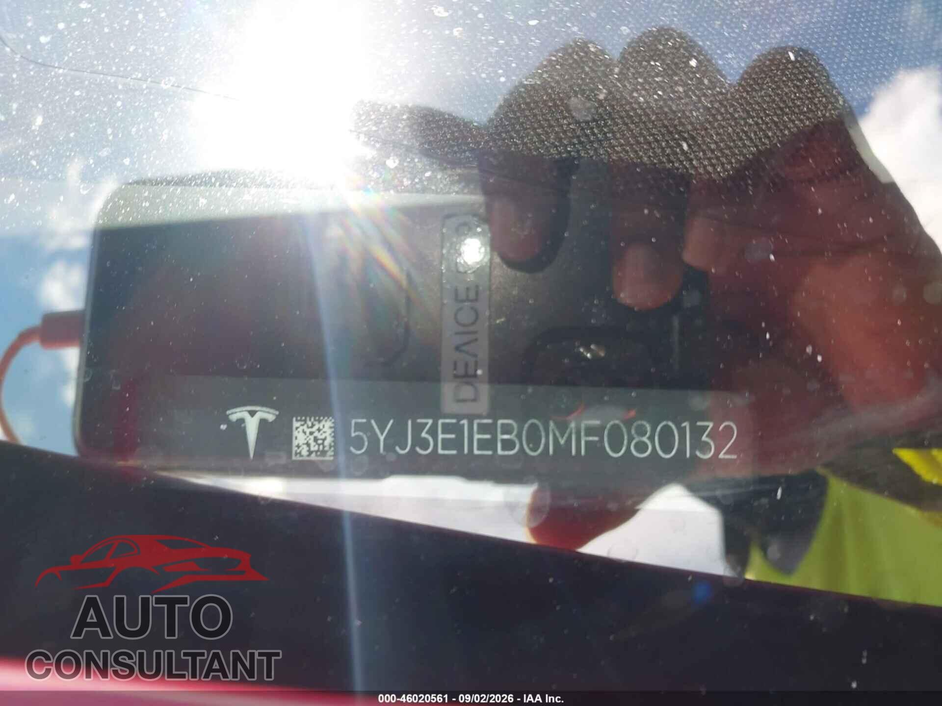 TESLA MODEL 3 2021 - 5YJ3E1EB0MF080132