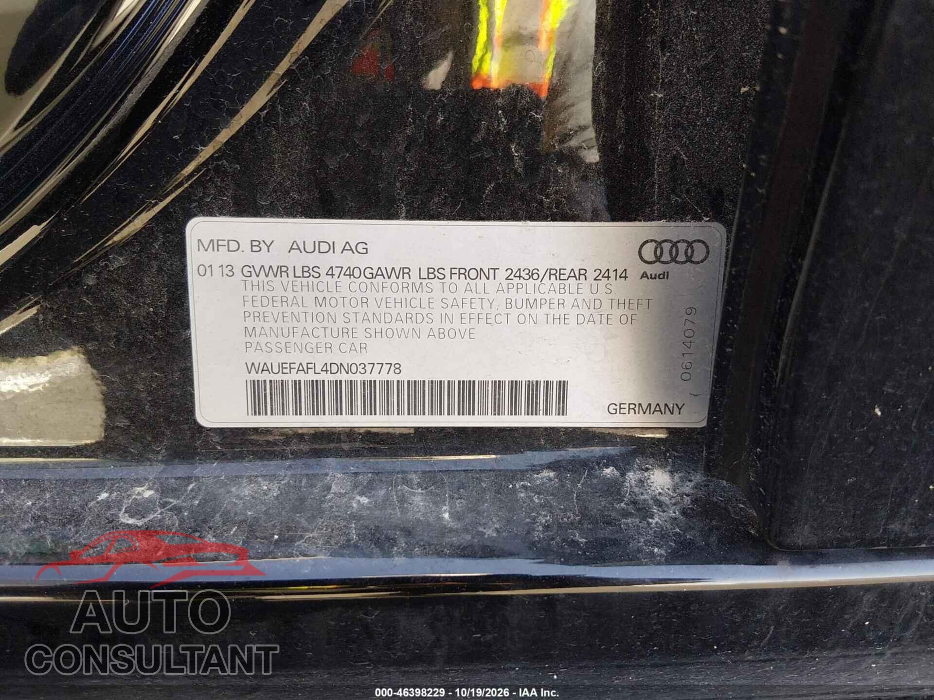 AUDI A4 2013 - WAUEFAFL4DN037778