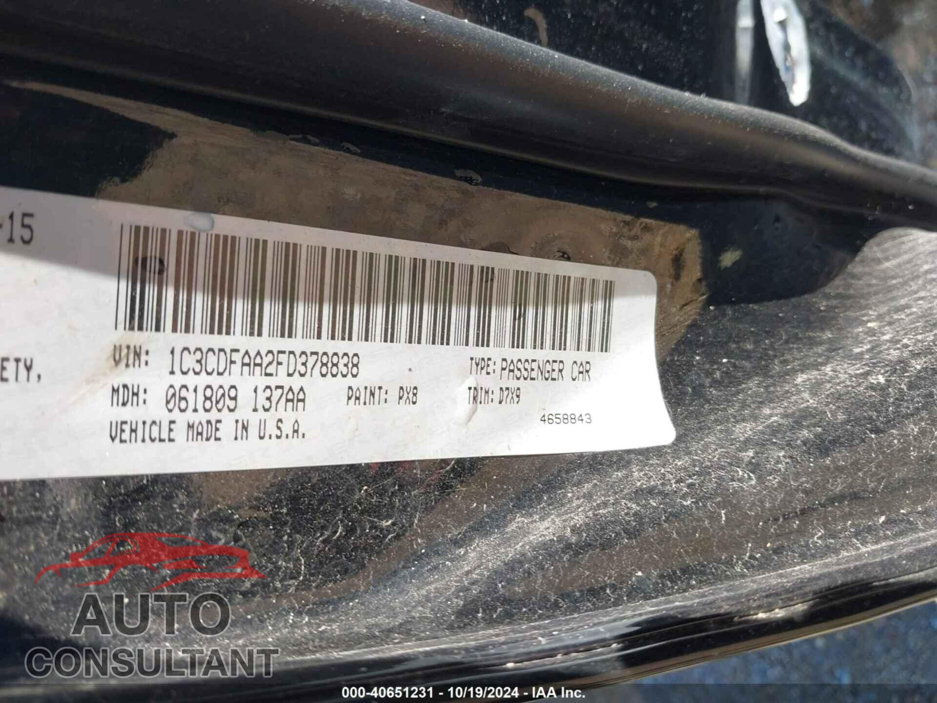 DODGE DART 2015 - 1C3CDFAA2FD378838