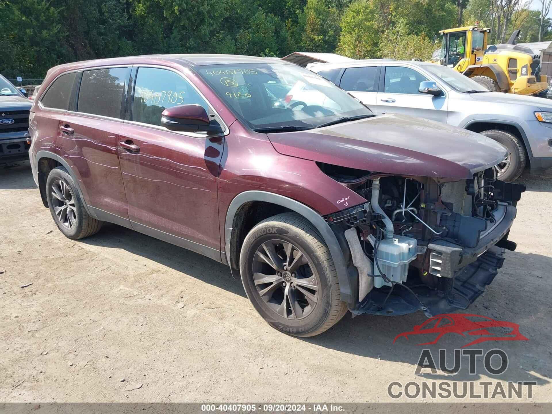 TOYOTA HIGHLANDER 2019 - 5TDBZRFH5KS746539