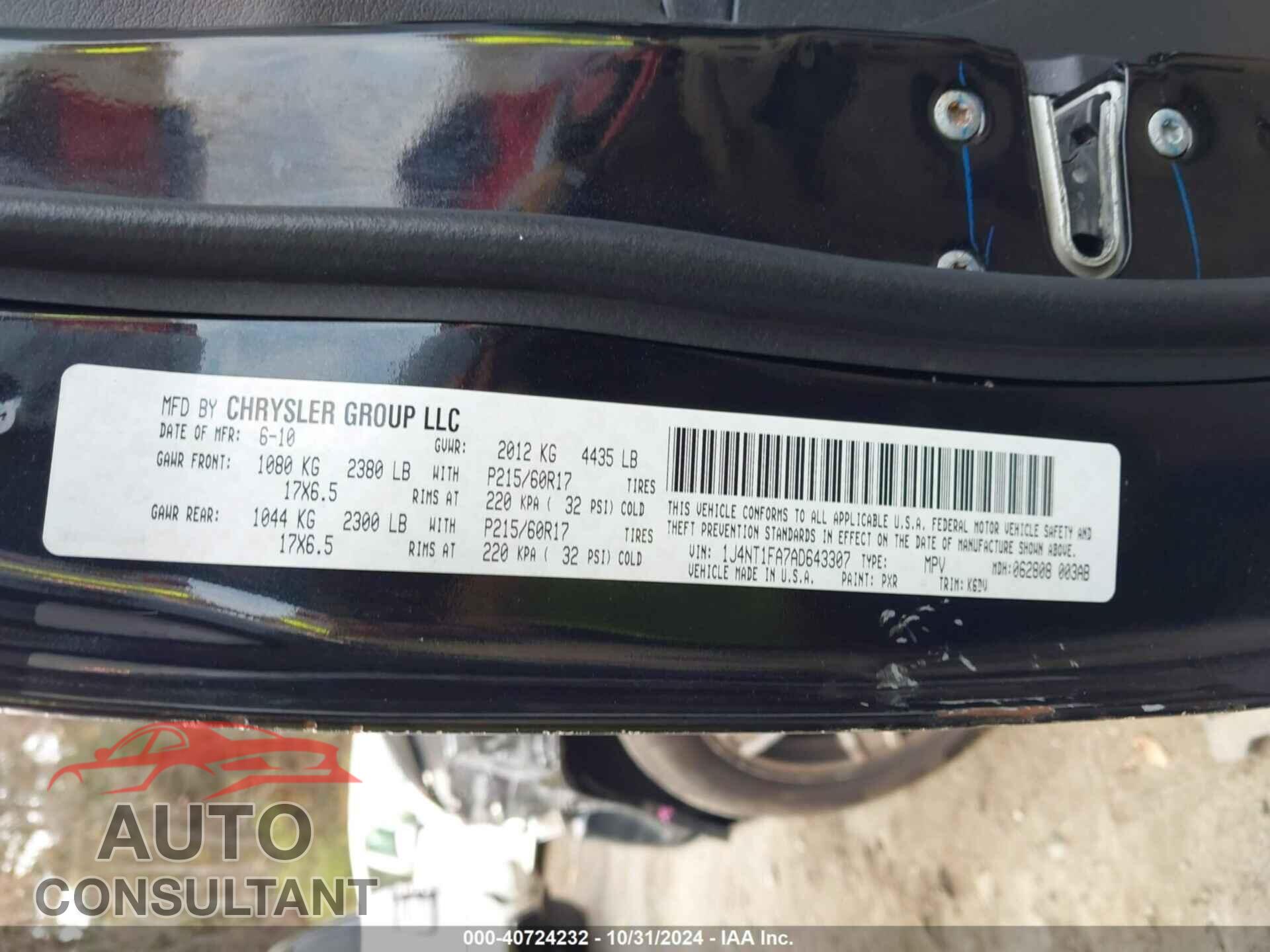 JEEP COMPASS 2010 - 1J4NT1FA7AD643307