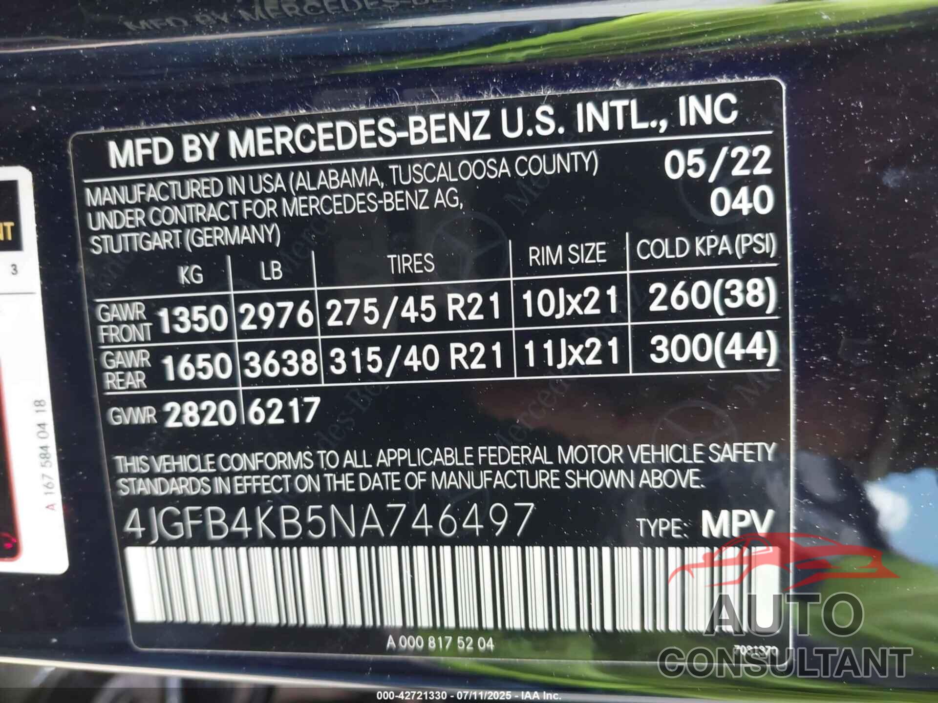 MERCEDES-BENZ GLE 350 2022 - 4JGFB4KB5NA746497