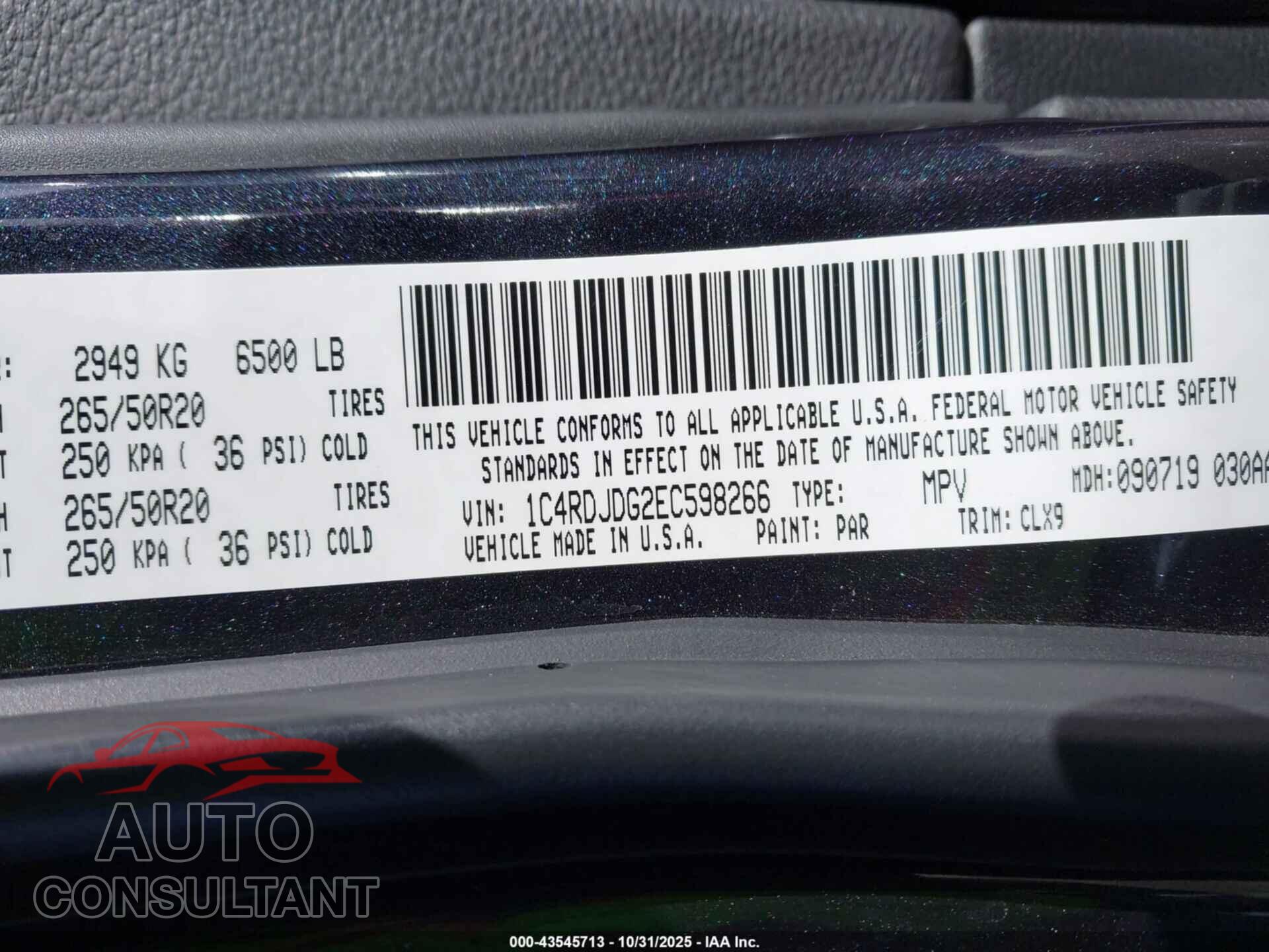DODGE DURANGO 2014 - 1C4RDJDG2EC598266