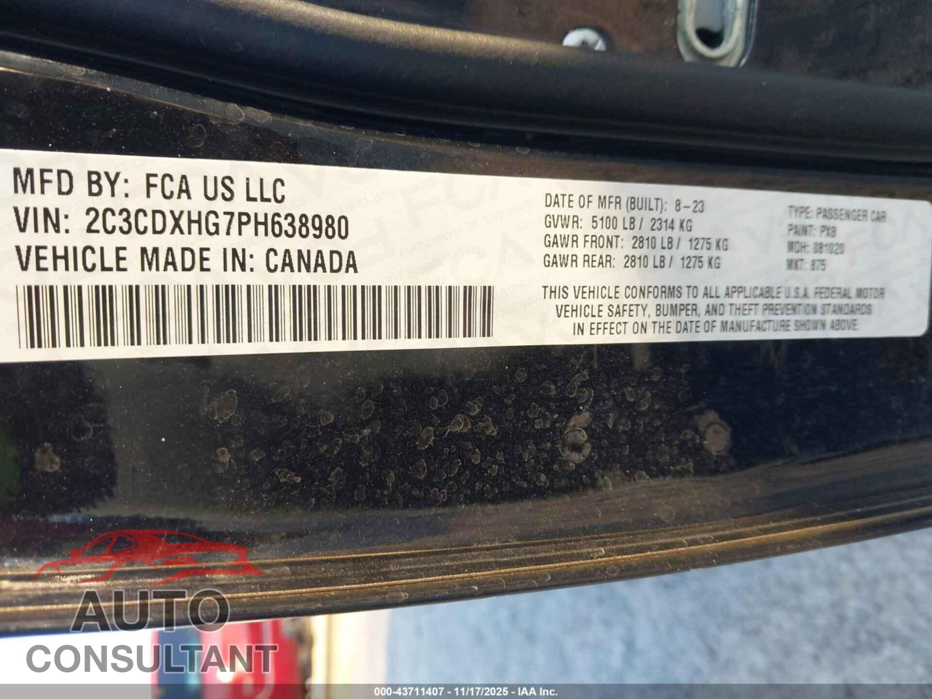 DODGE CHARGER 2023 - 2C3CDXHG7PH638980