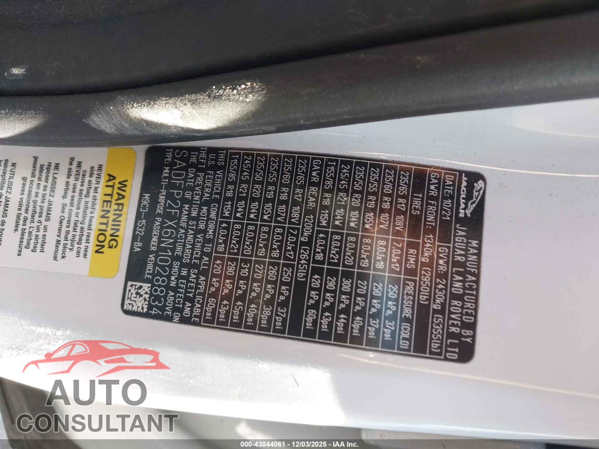JAGUAR E-PACE 2022 - SADFP2FX6N1028834