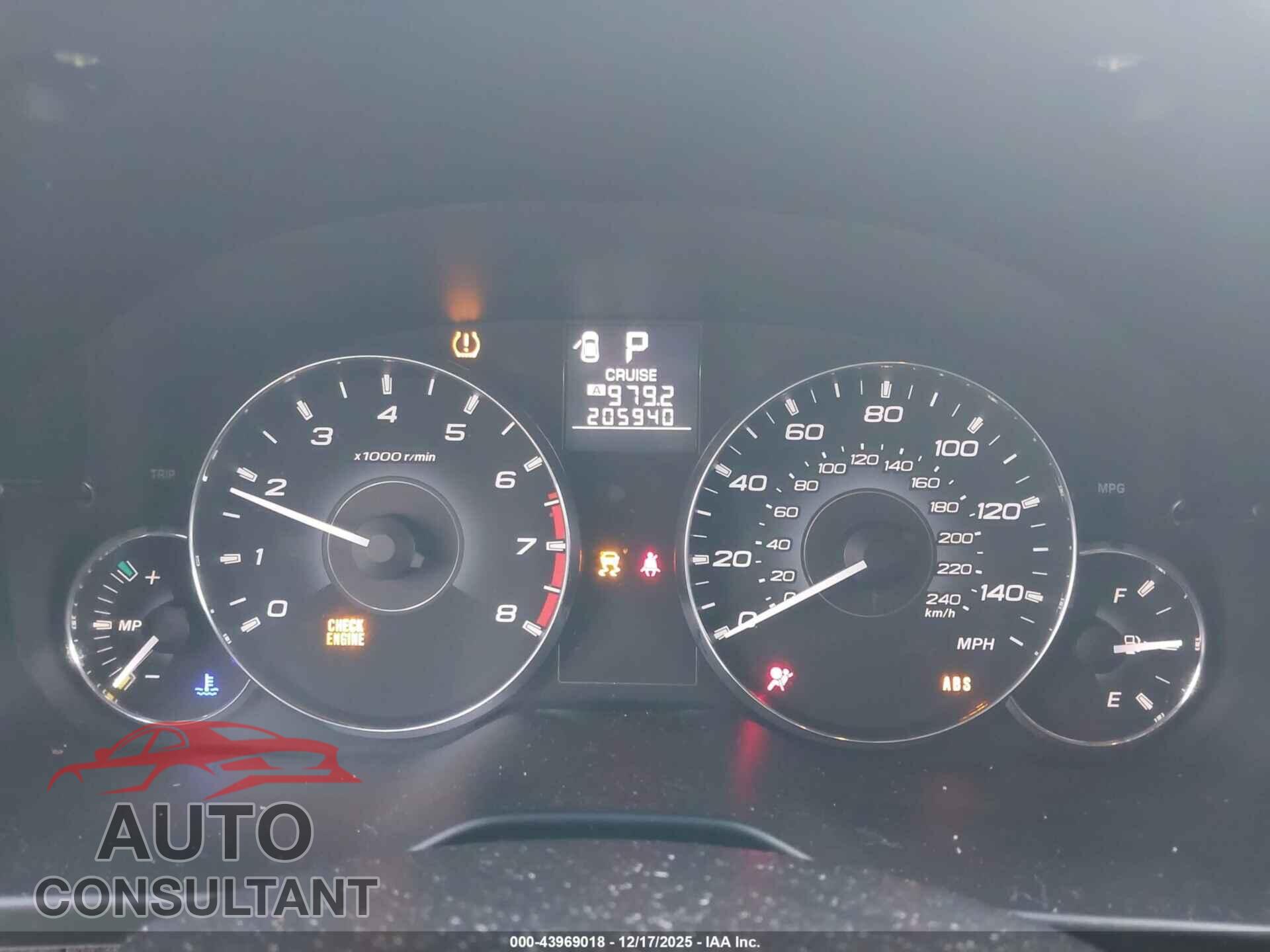 SUBARU OUTBACK 2012 - 4S4BRBCC5C3292808