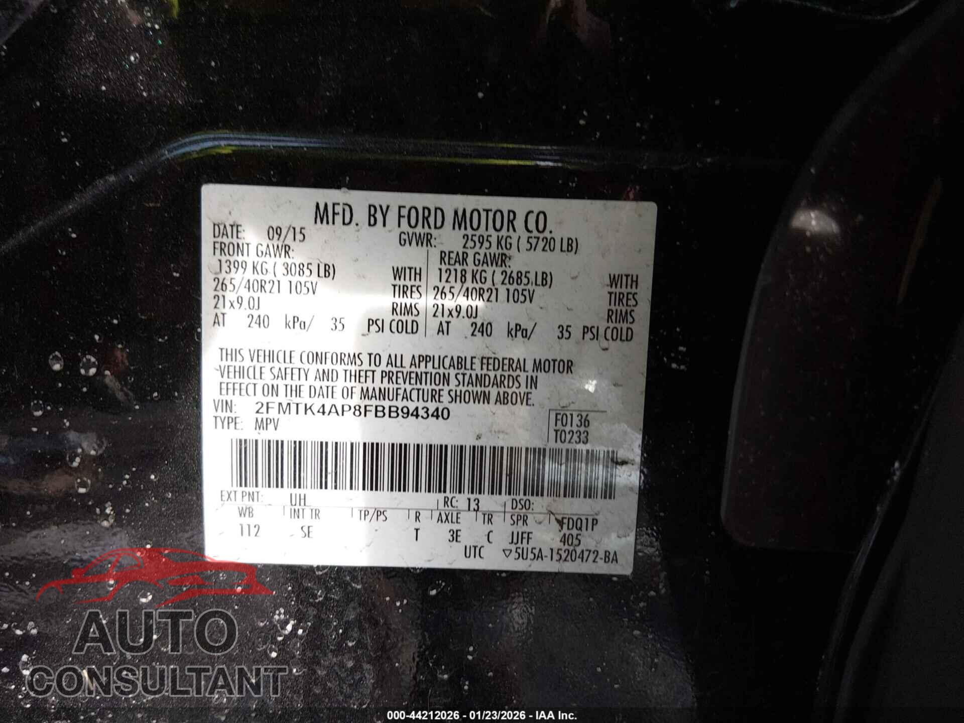 FORD EDGE 2015 - 2FMTK4AP8FBB94340