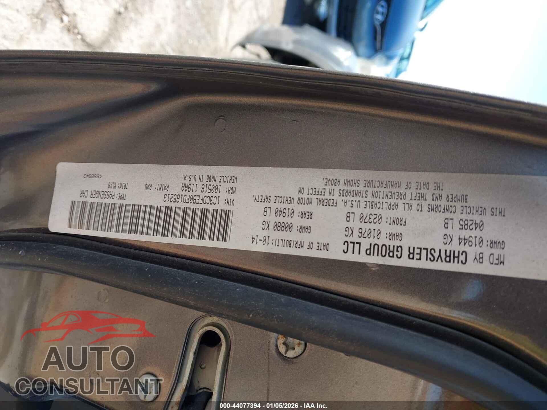 DODGE DART 2015 - 1C3CDFEB0FD165213