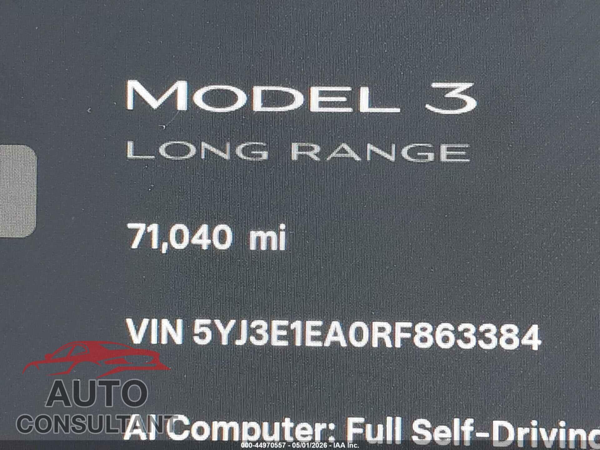 TESLA MODEL 3 2024 - 5YJ3E1EA0RF863384