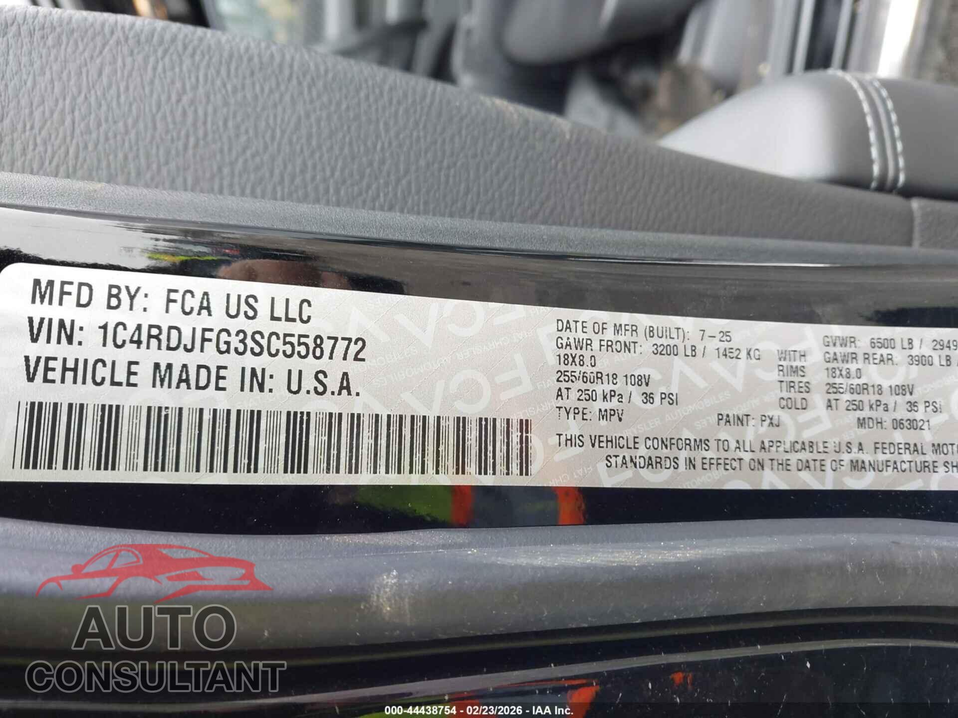 DODGE DURANGO 2025 - 1C4RDJFG3SC558772