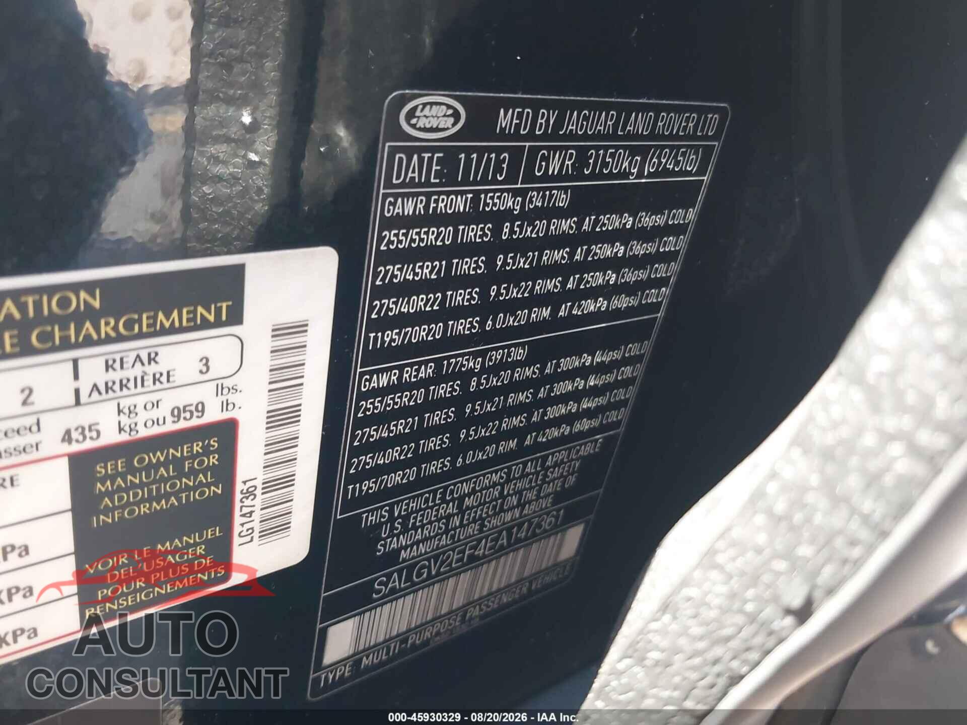 LAND ROVER RANGE ROVER 2014 - SALGV2EF4EA147361