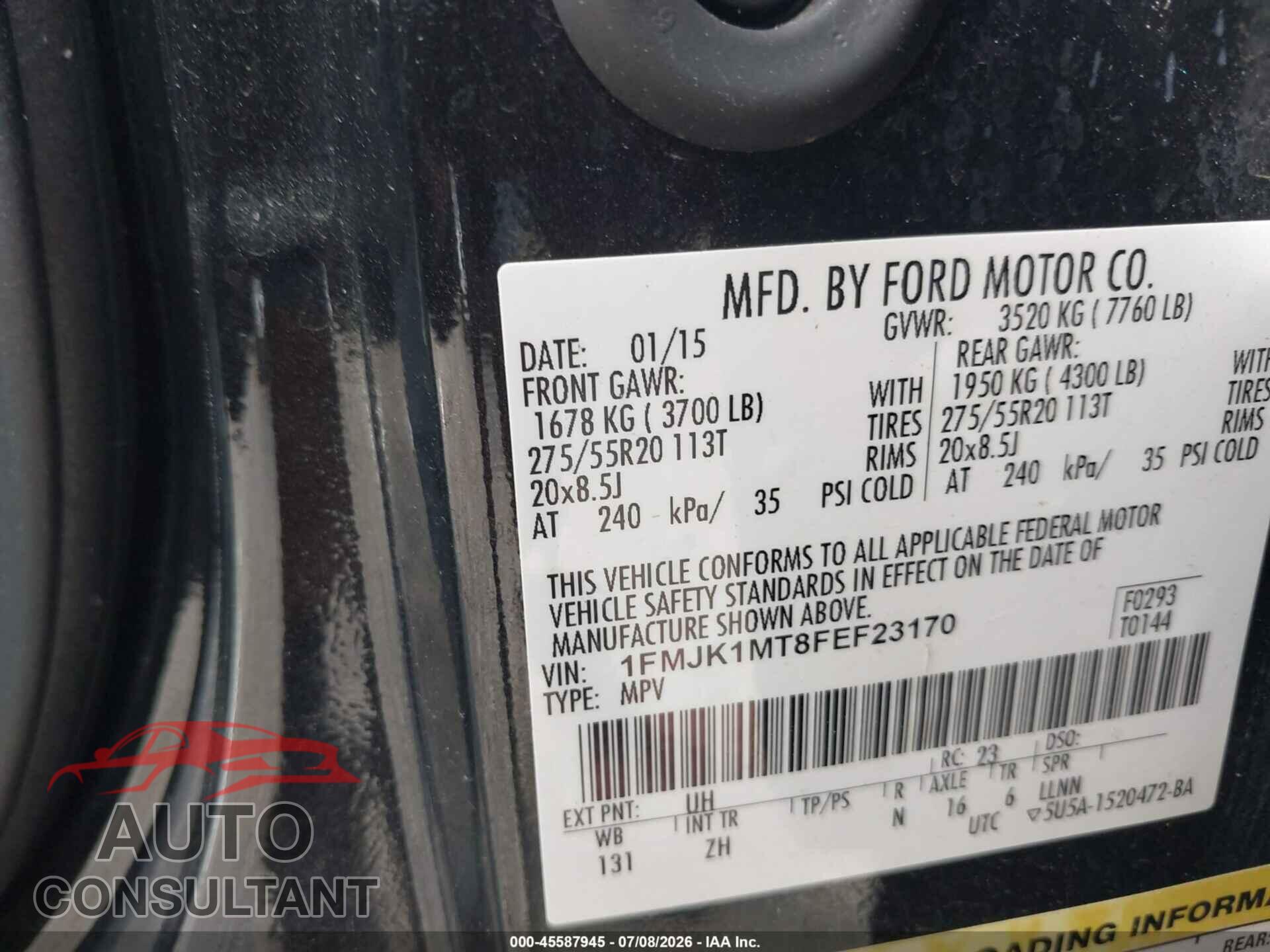 FORD EXPEDITION EL 2015 - 1FMJK1MT8FEF23170