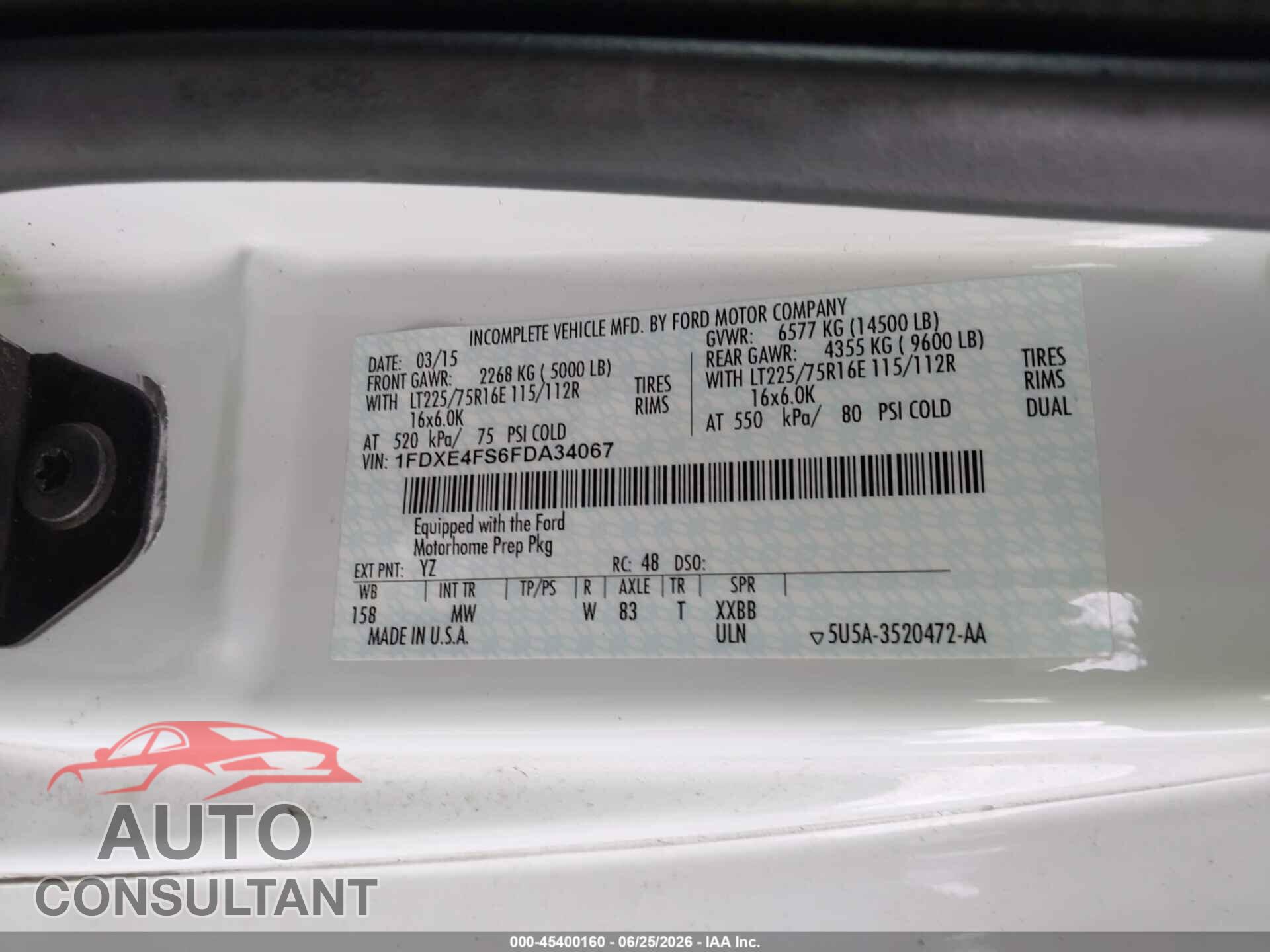 FORD E-450 FOUR WINDS 2016 - 1FDXE4FS6FDA34067