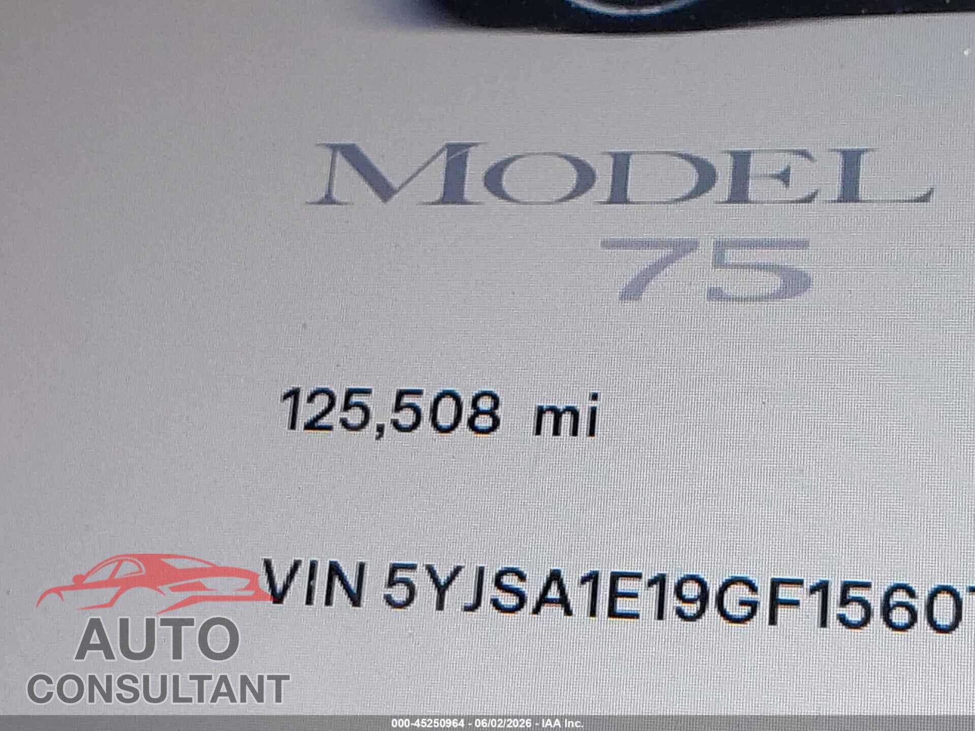 TESLA MODEL S 2016 - 5YJSA1E19GF156076