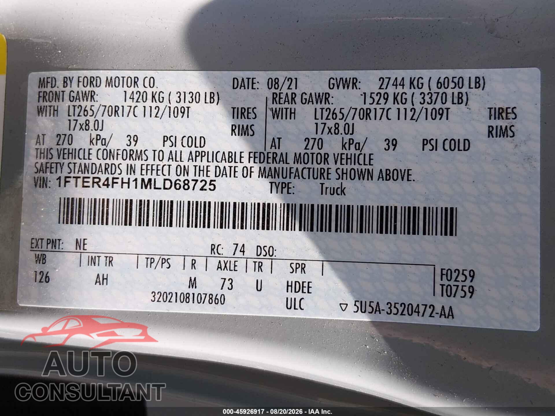 FORD RANGER 2021 - 1FTER4FH1MLD68725