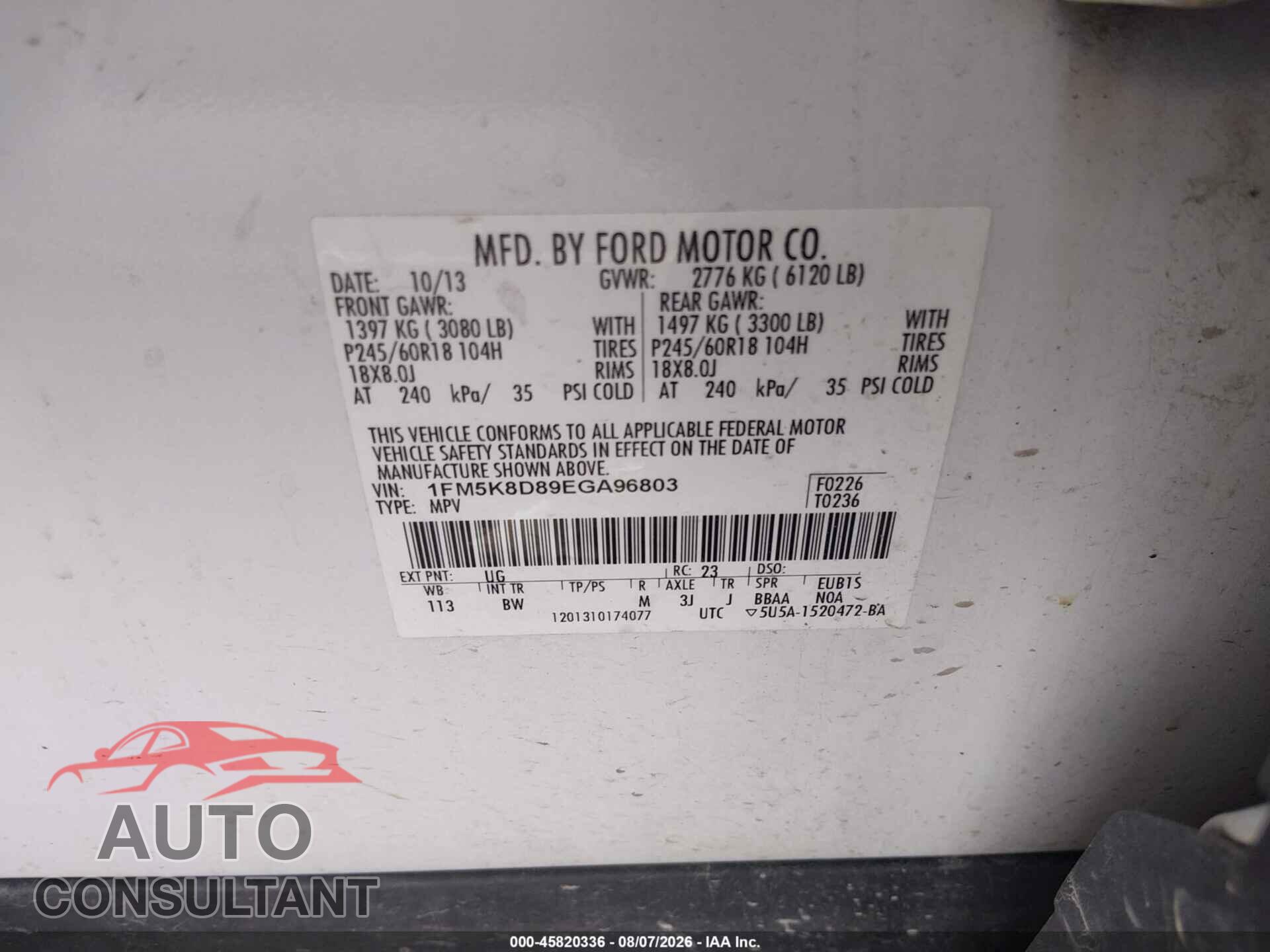 FORD EXPLORER 2014 - 1FM5K8D89EGA96803