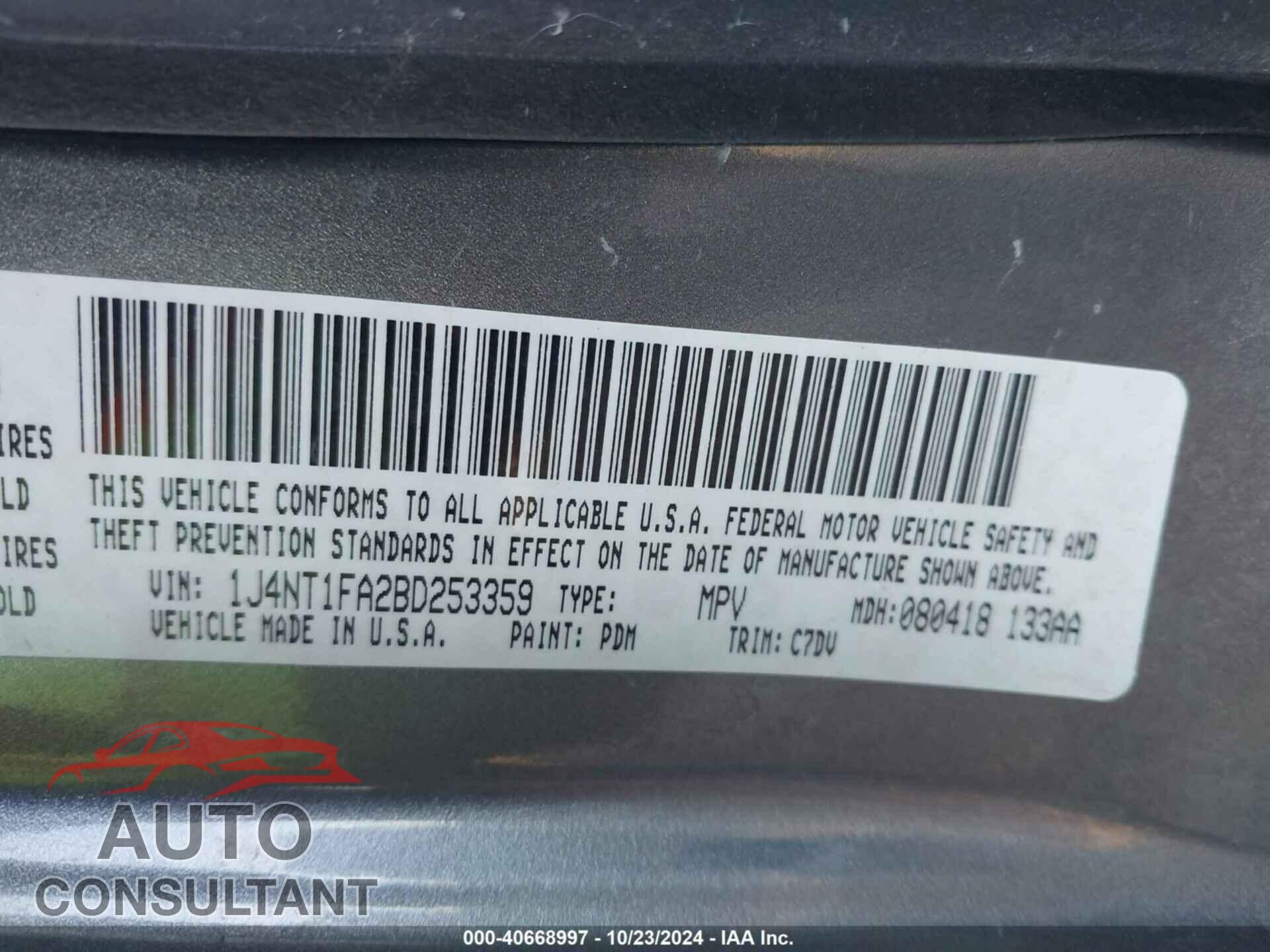 JEEP COMPASS 2011 - 1J4NT1FA2BD253359
