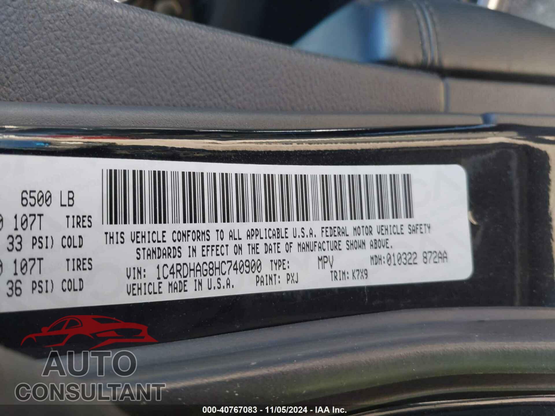 DODGE DURANGO 2017 - 1C4RDHAG8HC740900