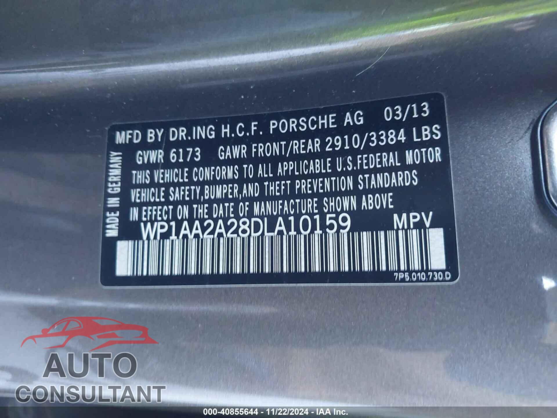 PORSCHE CAYENNE 2013 - WP1AA2A28DLA10159