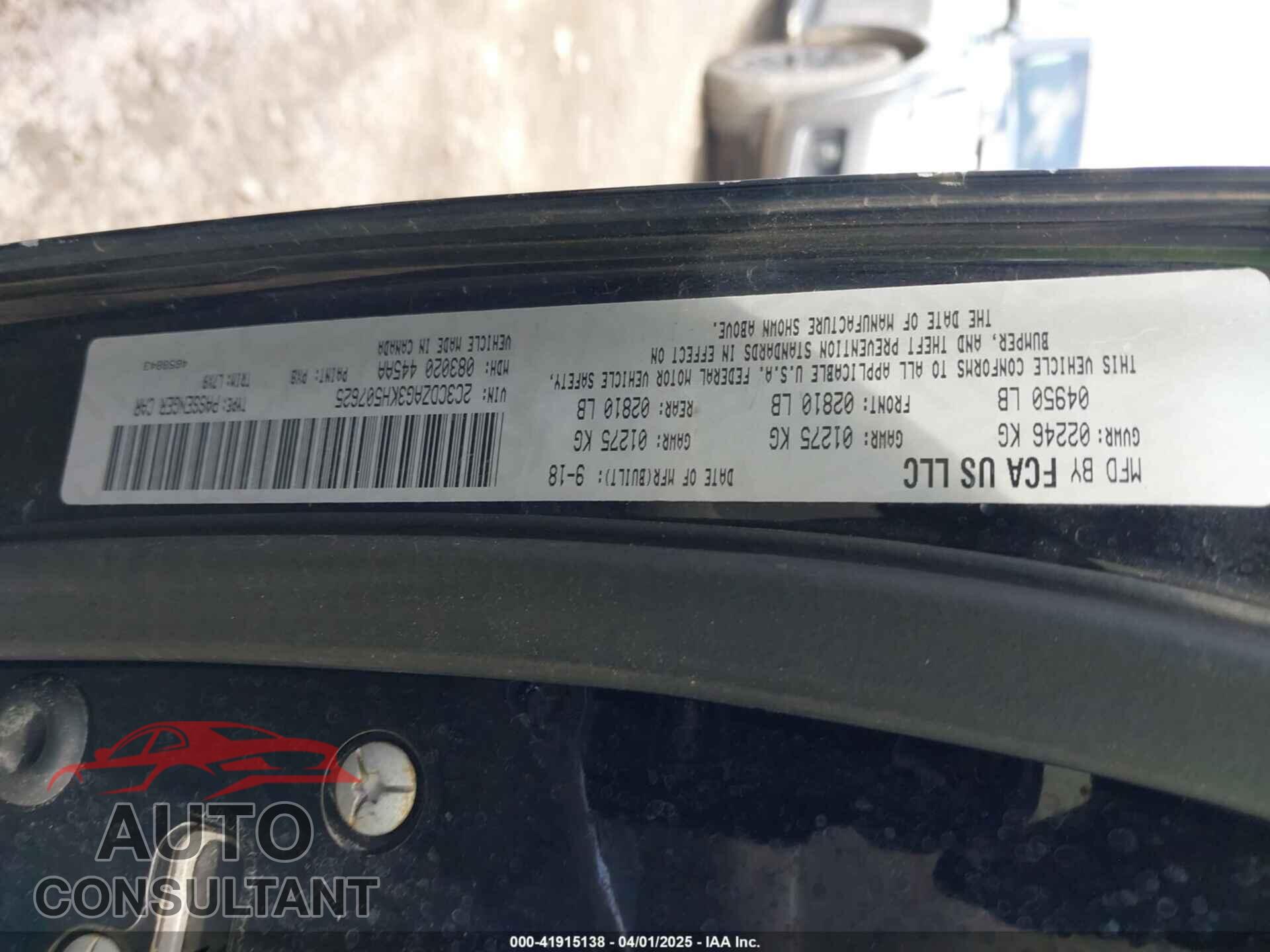 DODGE CHALLENGER 2019 - 2C3CDZAG3KH507625